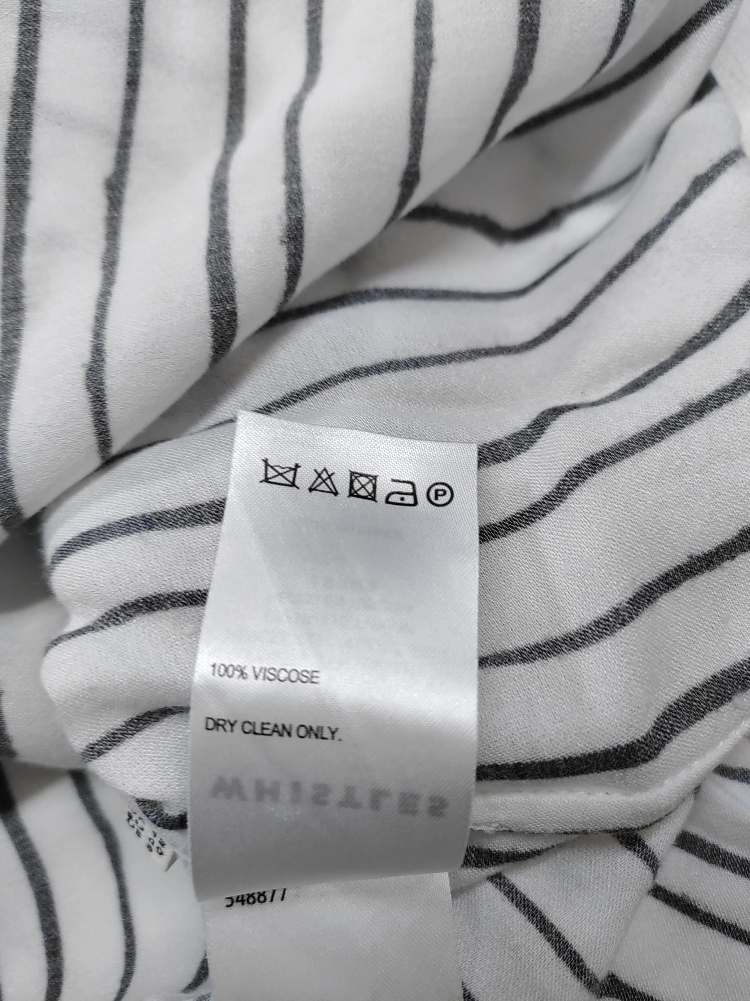 Whistles Women's Shirt M White Striped 100% Viscose Long Sleeve Collared Basic - Image 6