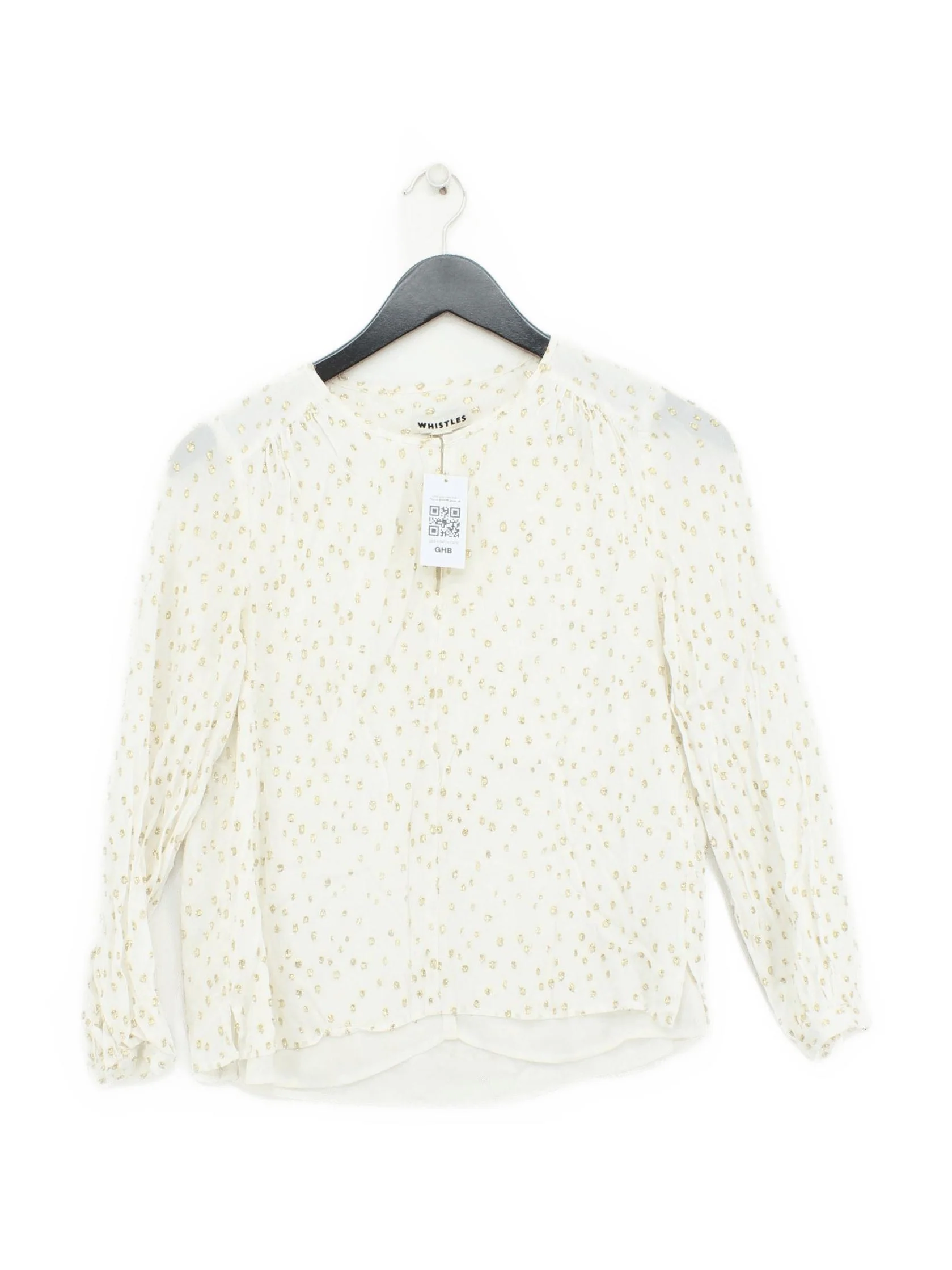 Whistles Women's Shirt S White 100% Other Long Sleeve Round Neck Basic