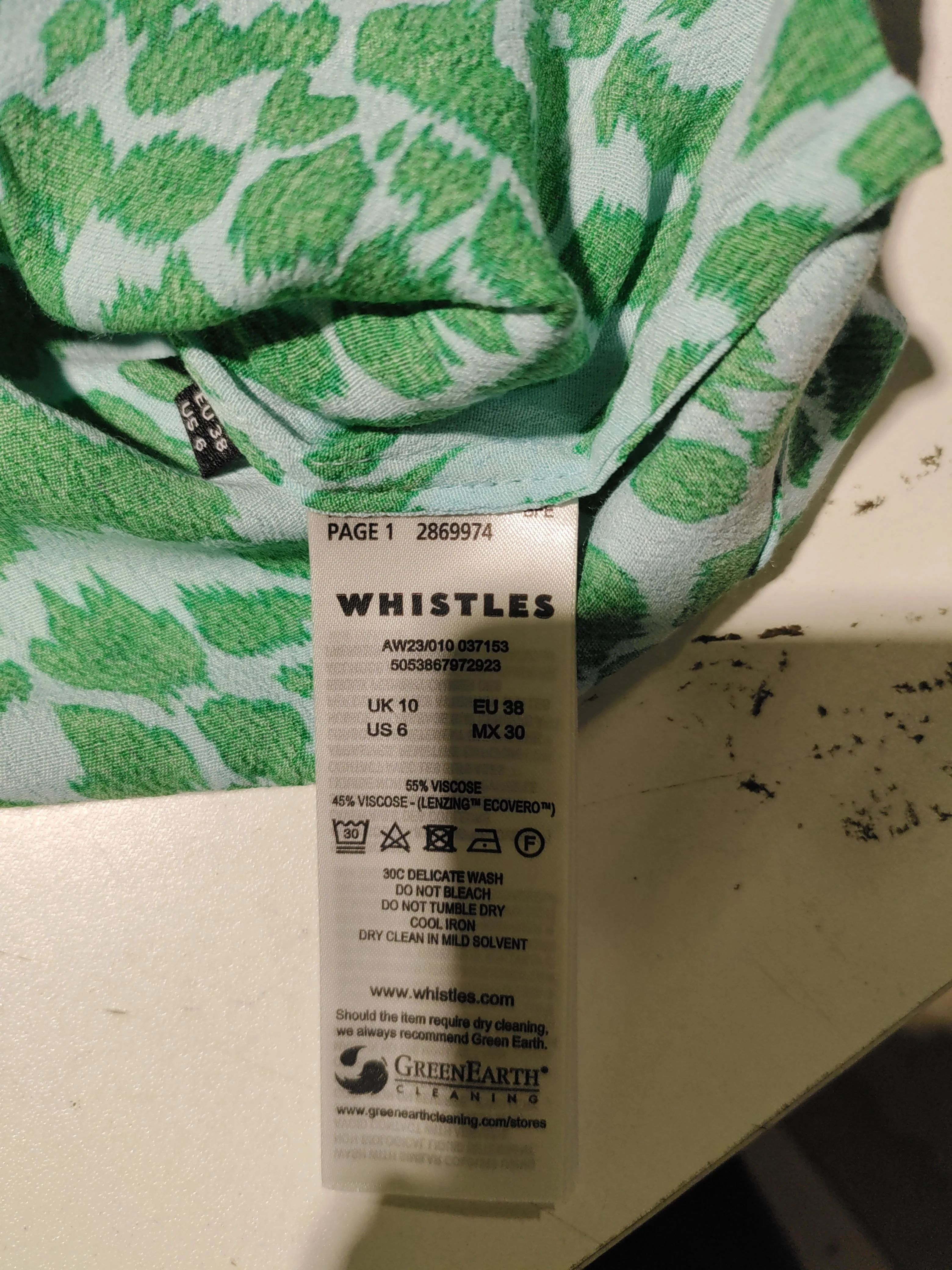Whistles Women's Shirt UK 10 Green 100% Viscose Basic - Image 6