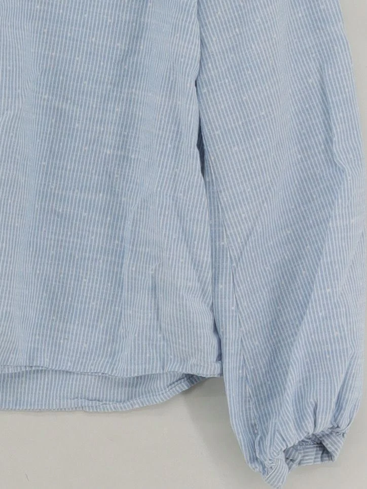 Whistles Women's Shirt UK 12 Blue Striped 100% Cotton Long Sleeve Collared Basic - Image 4