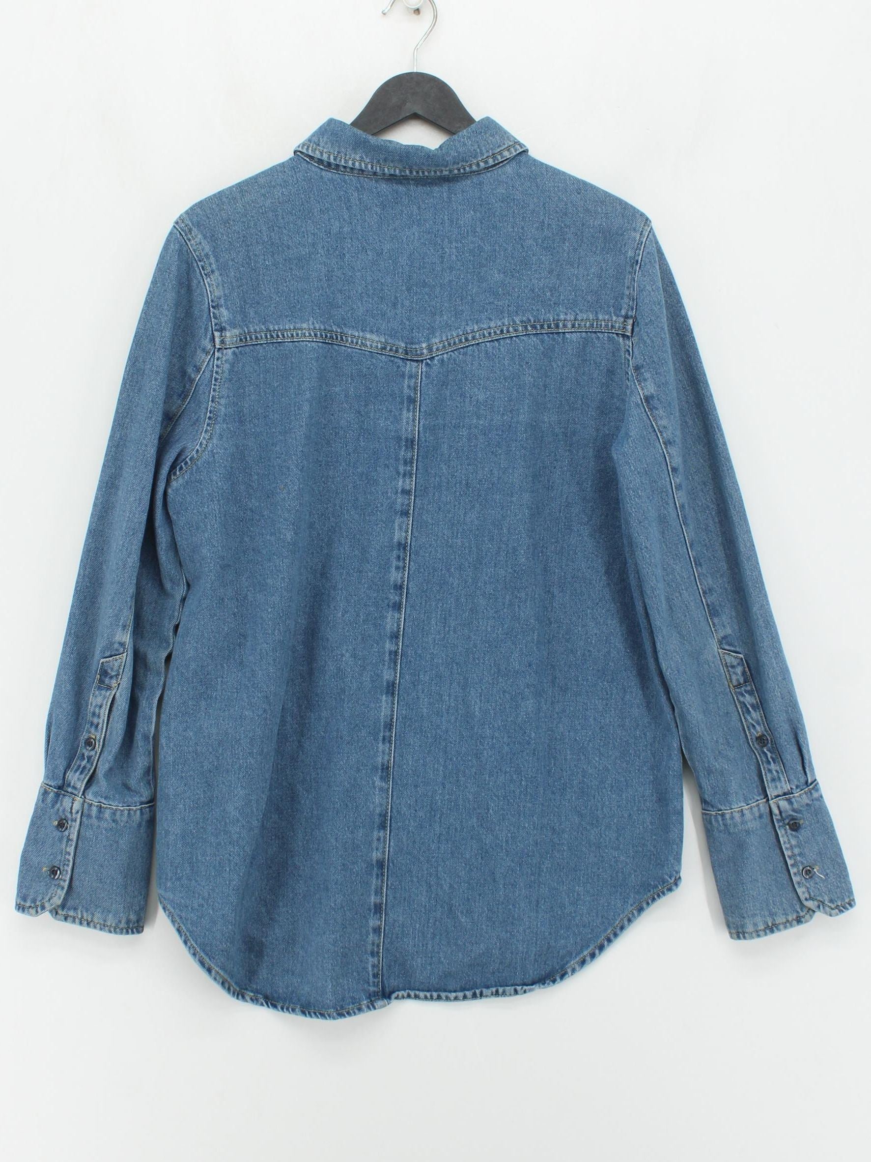 Whistles Women's Shirt UK 14 Blue 100% Cotton Long Sleeve Collared Basic - Image 2