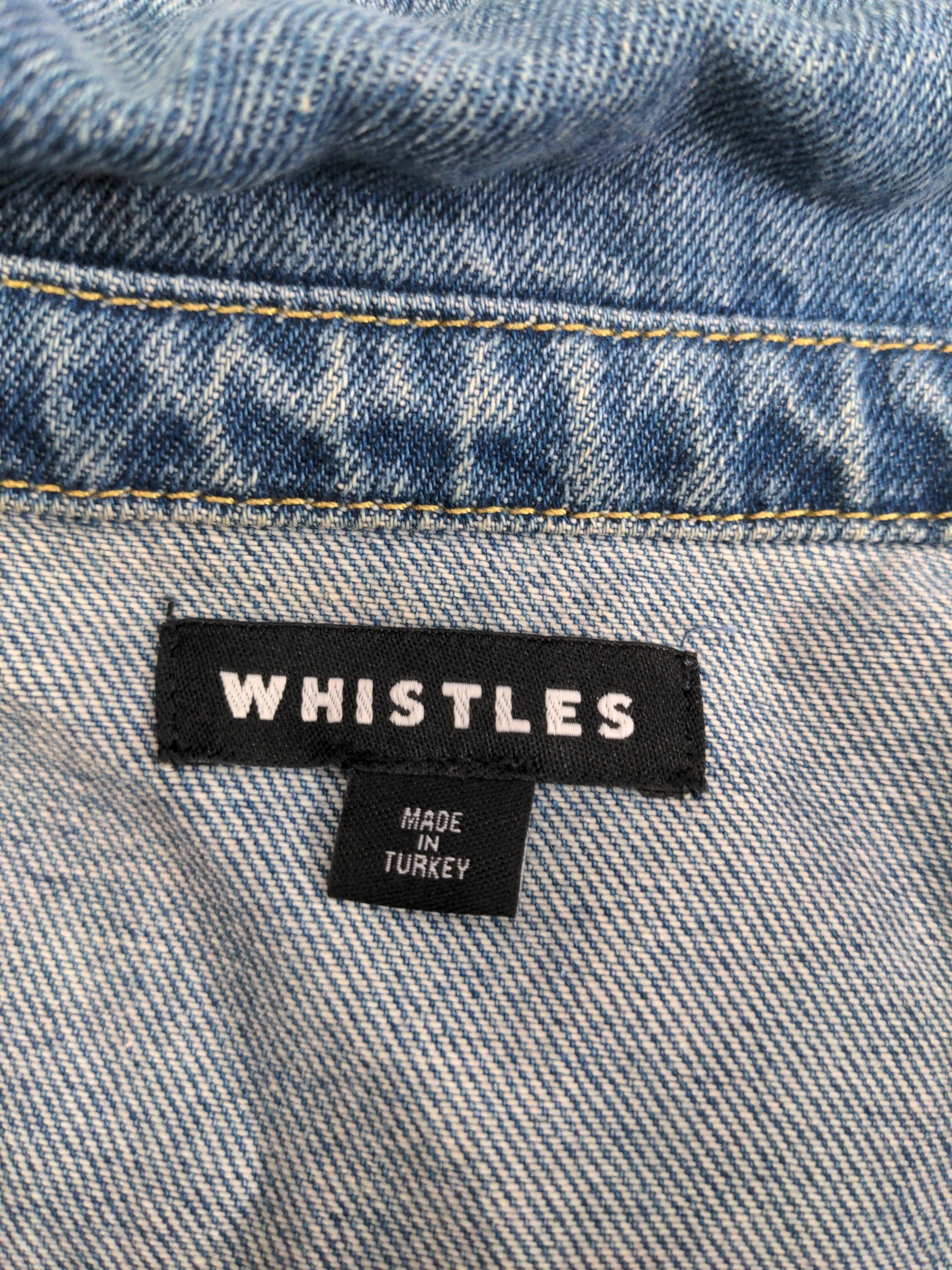 Whistles Women's Shirt UK 14 Blue 100% Cotton Long Sleeve Collared Basic - Image 5