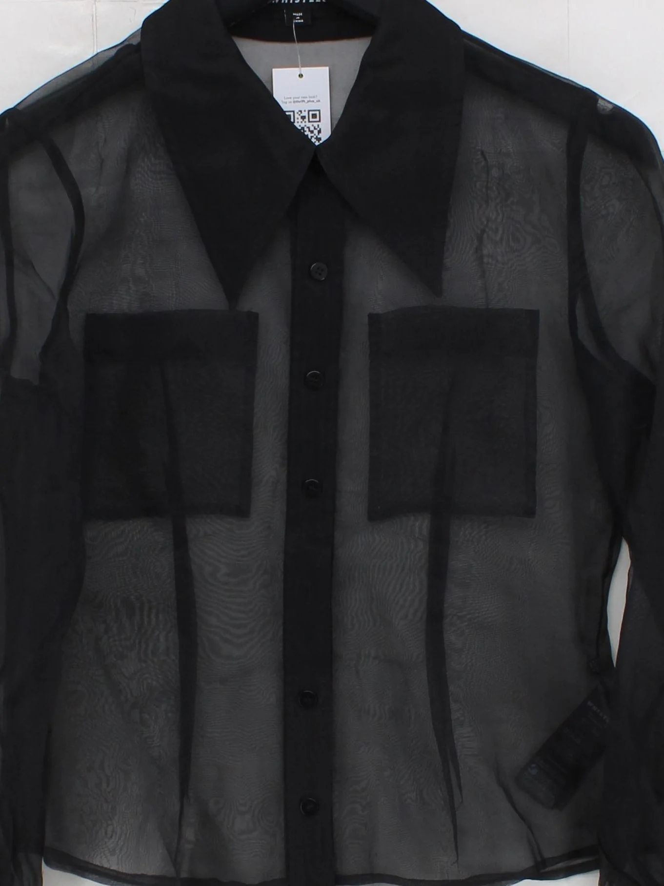 Whistles Women's Shirt UK 8 Black 100% Silk Long Sleeve Collared Basic - Image 3
