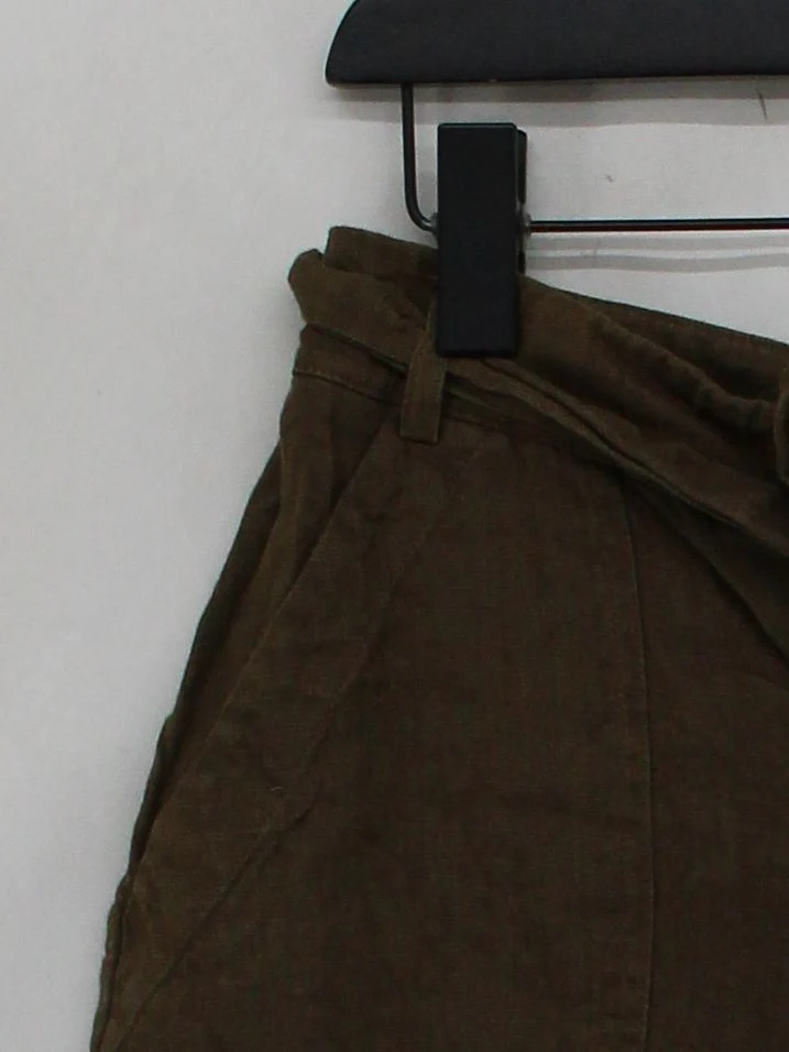 Whistles Women's Shorts UK 16 Brown 100% Linen Paperbag - Image 4
