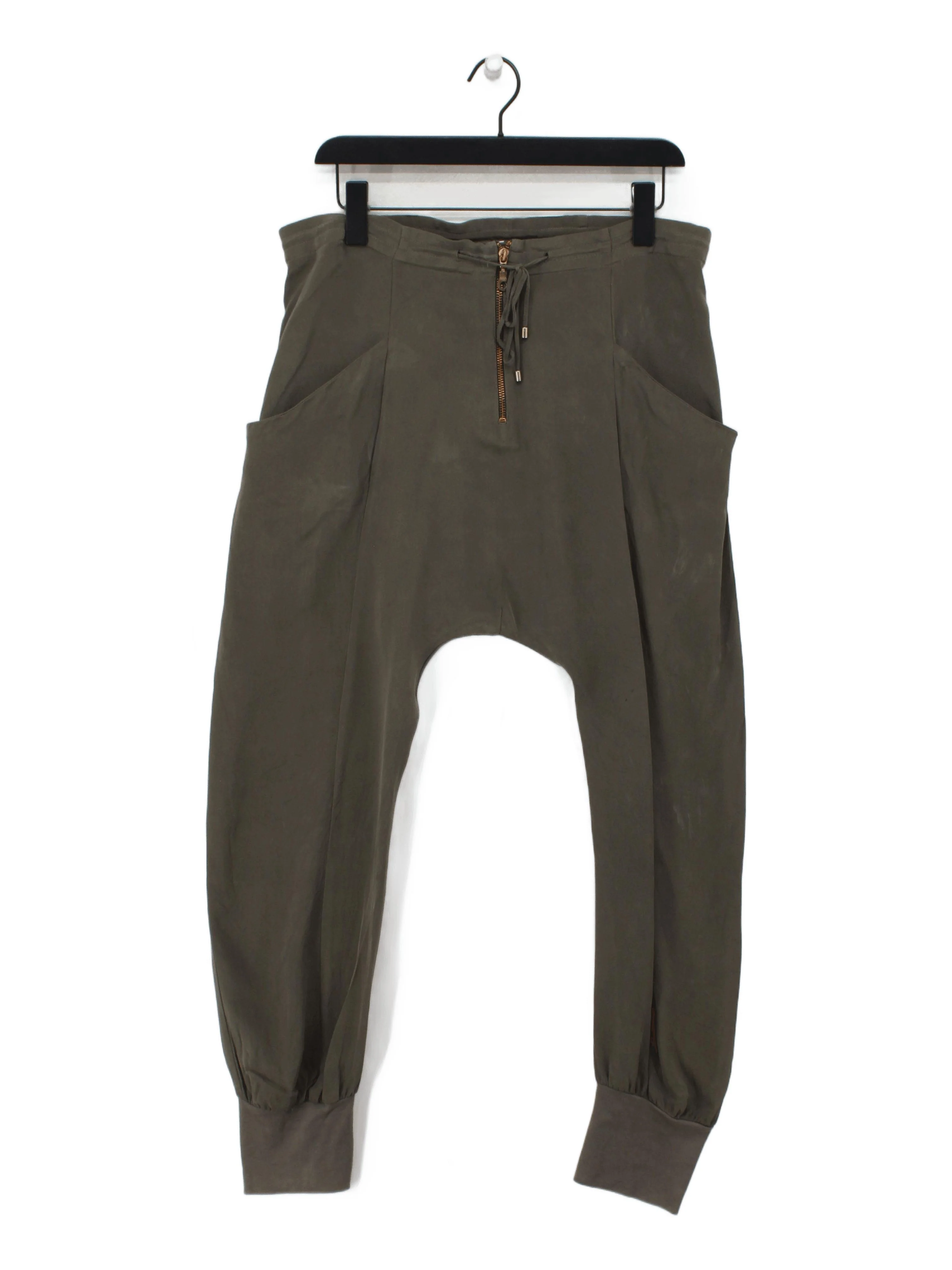 Whistles Women's Sports Bottoms W 34 in Green Silk with Acetate Sweatpants