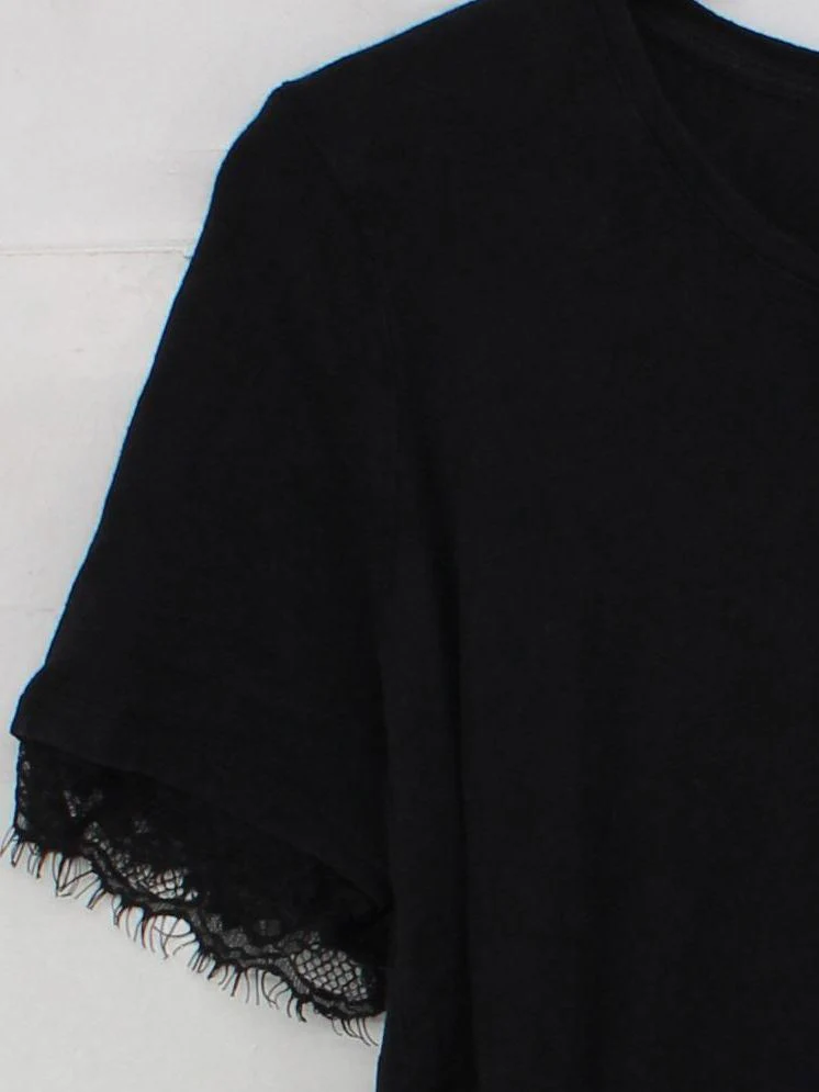 Whistles Women's T-Shirt S Black Linen with Polyamide Basic - Image 4
