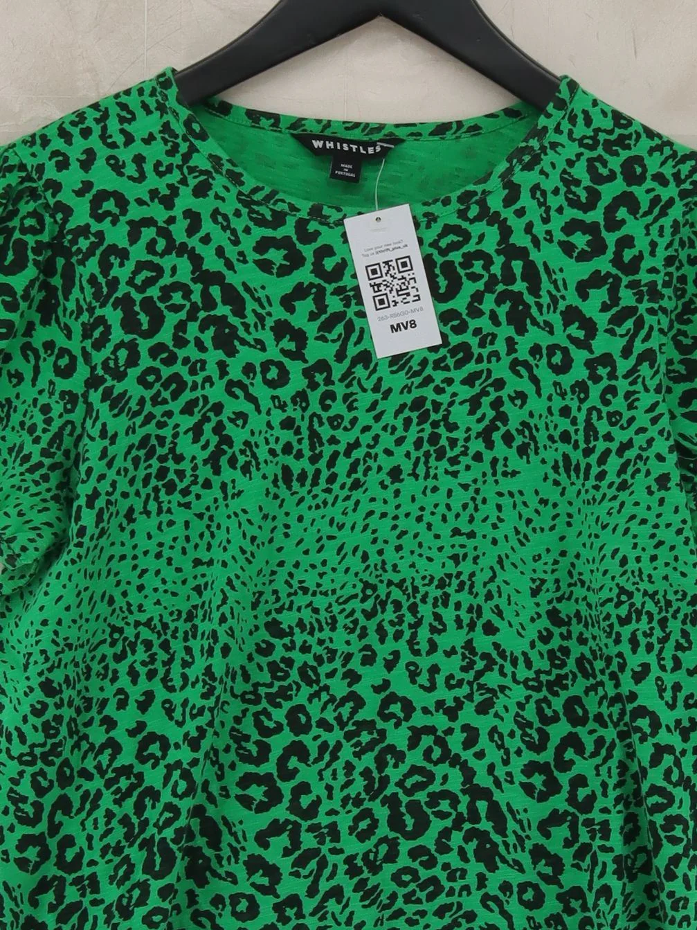 Whistles Women's T-Shirt S Green 100% Cotton Basic - Image 3