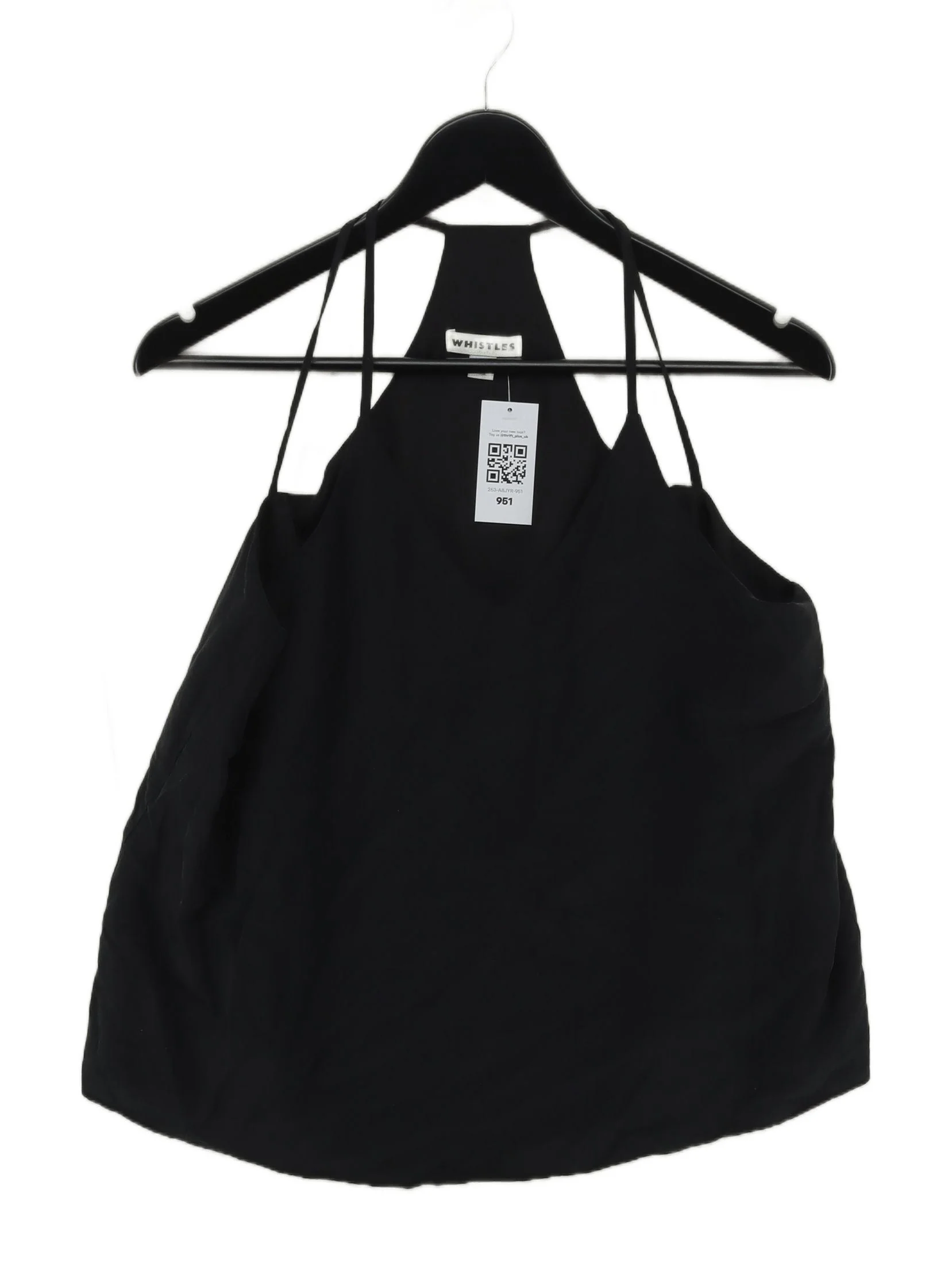 Whistles Women's T-Shirt UK 12 Black Silk with Polyester Camisole