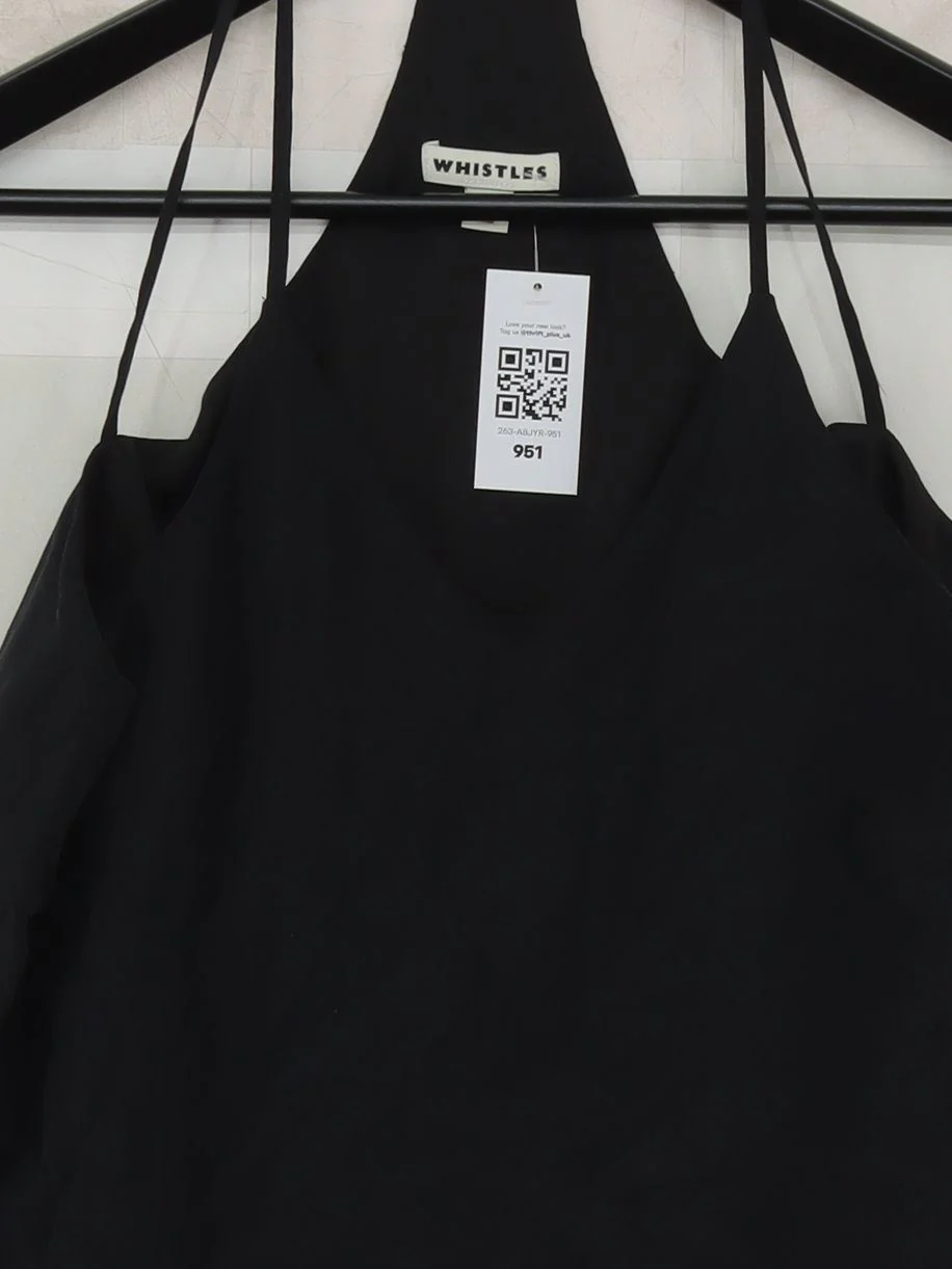 Whistles Women's T-Shirt UK 12 Black Silk with Polyester Camisole - Image 3