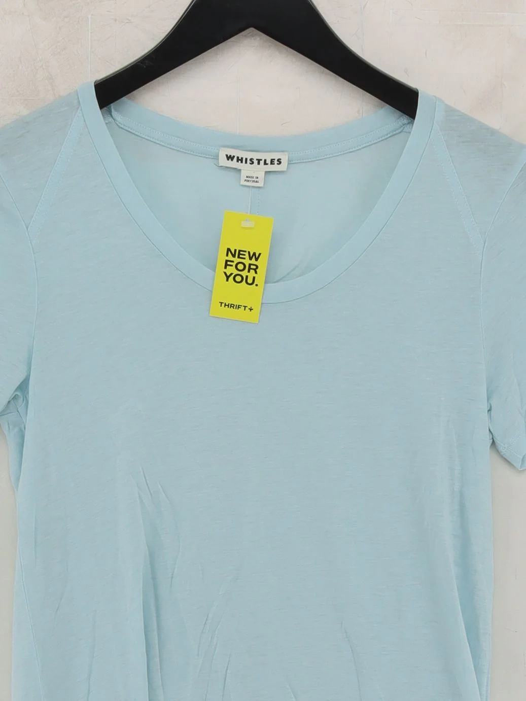 Whistles Women's T-Shirt UK 6 Blue 100% Cotton Short Sleeve V-Neck Basic - Image 3