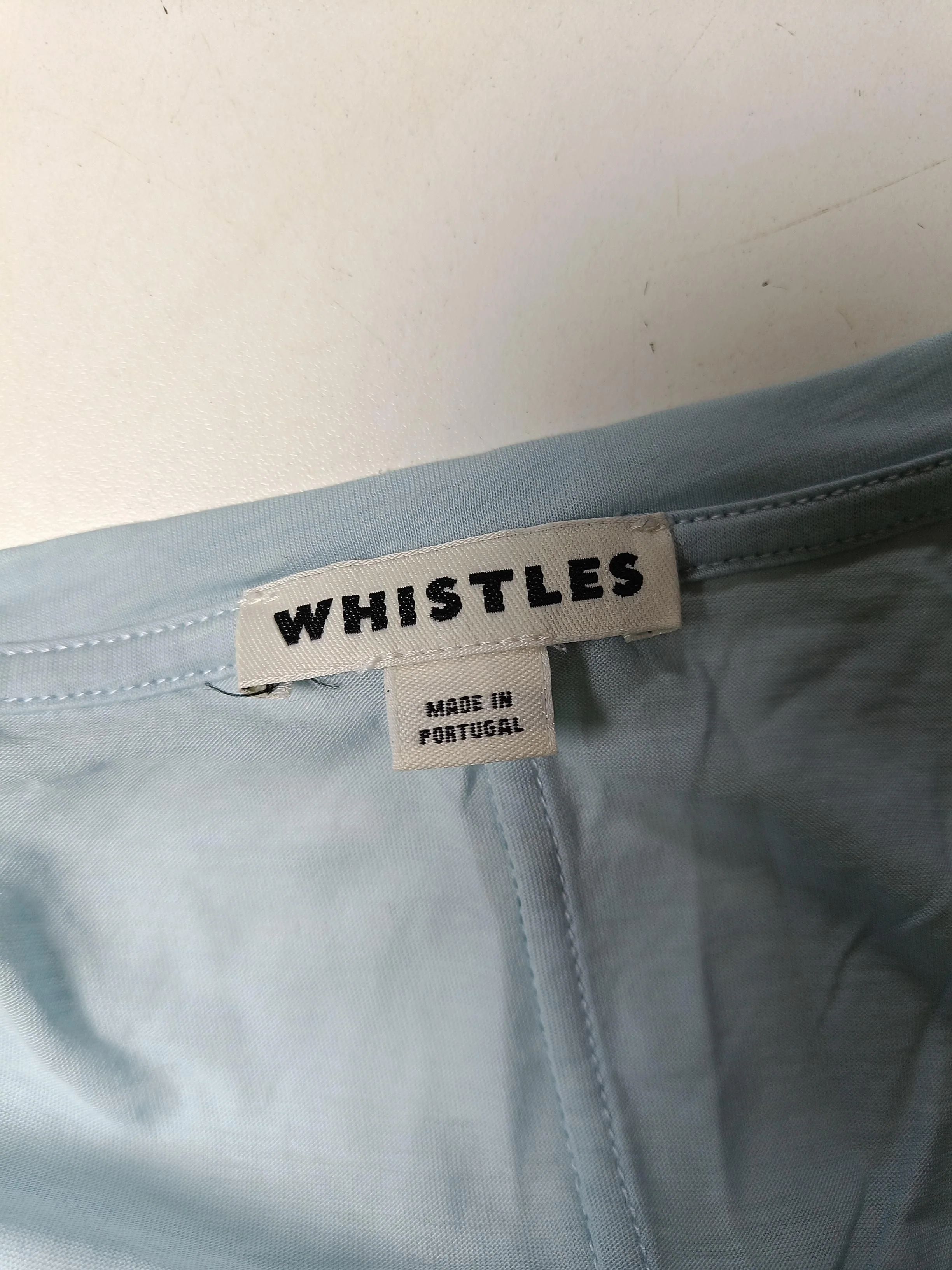 Whistles Women's T-Shirt UK 6 Blue 100% Cotton Short Sleeve V-Neck Basic - Image 7