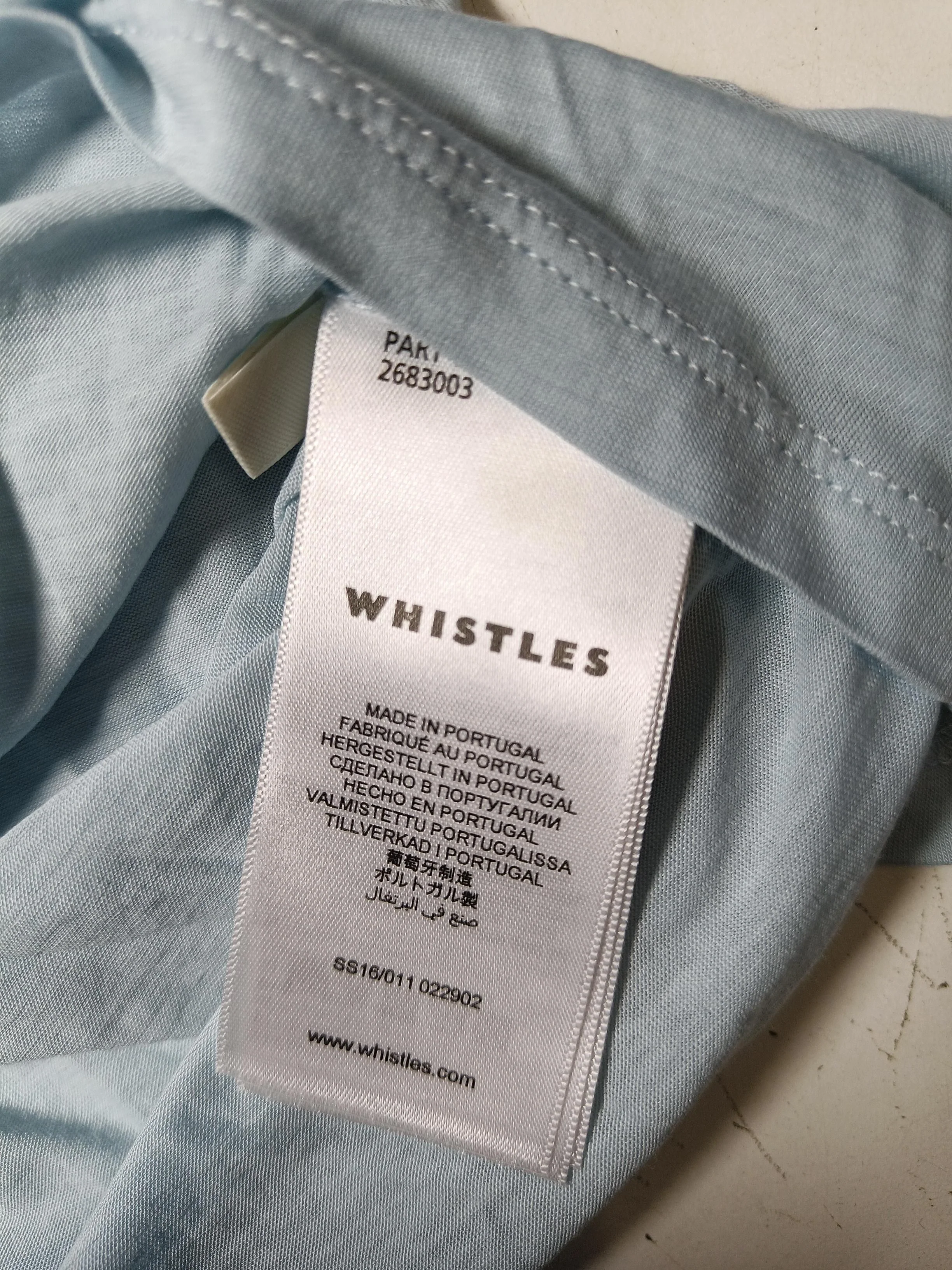 Whistles Women's T-Shirt UK 6 Blue 100% Cotton Short Sleeve V-Neck Basic - Image 8