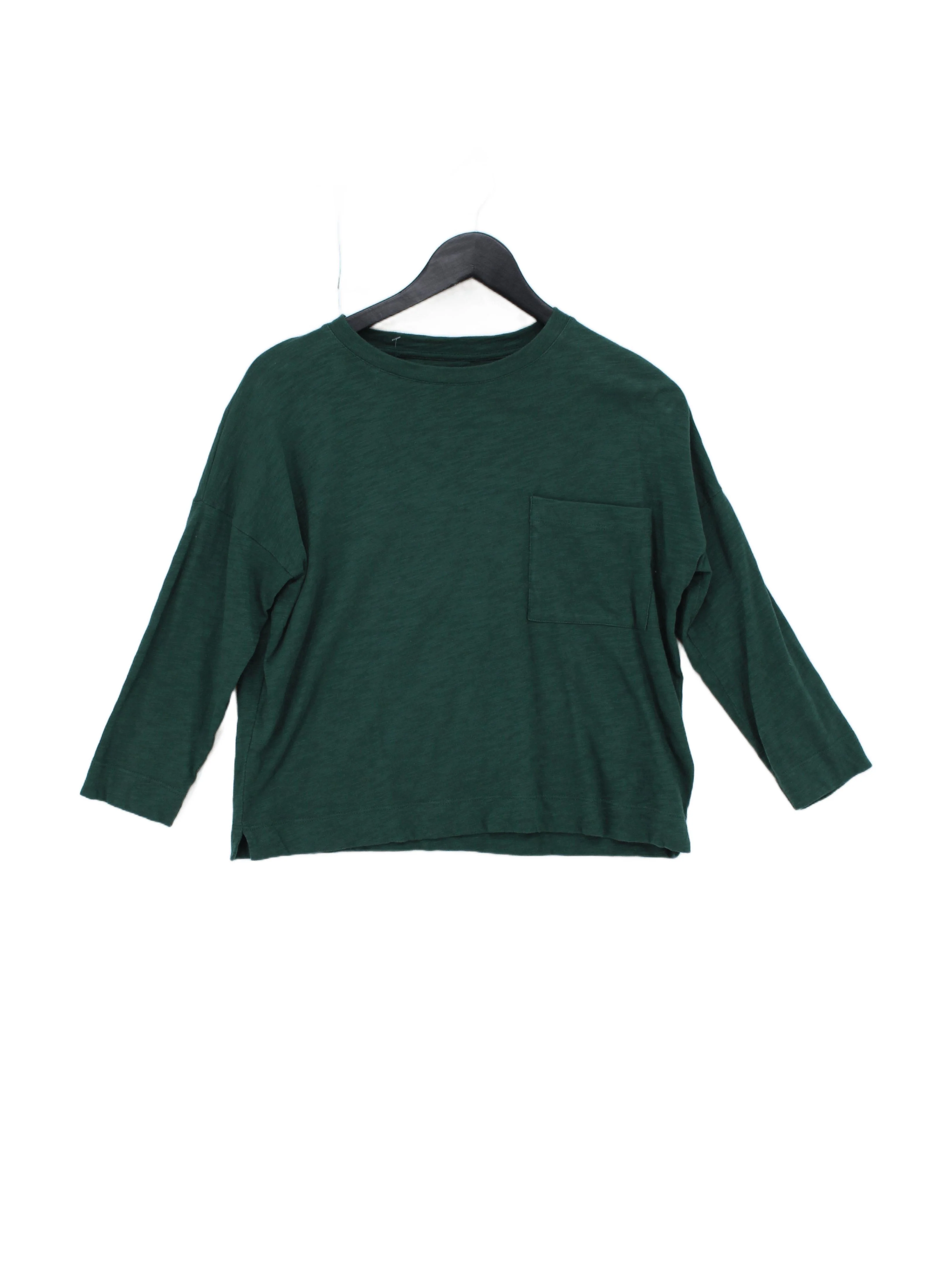 Whistles Women's T-Shirt XS Green 100% Cotton Short Sleeve Round Neck Basic