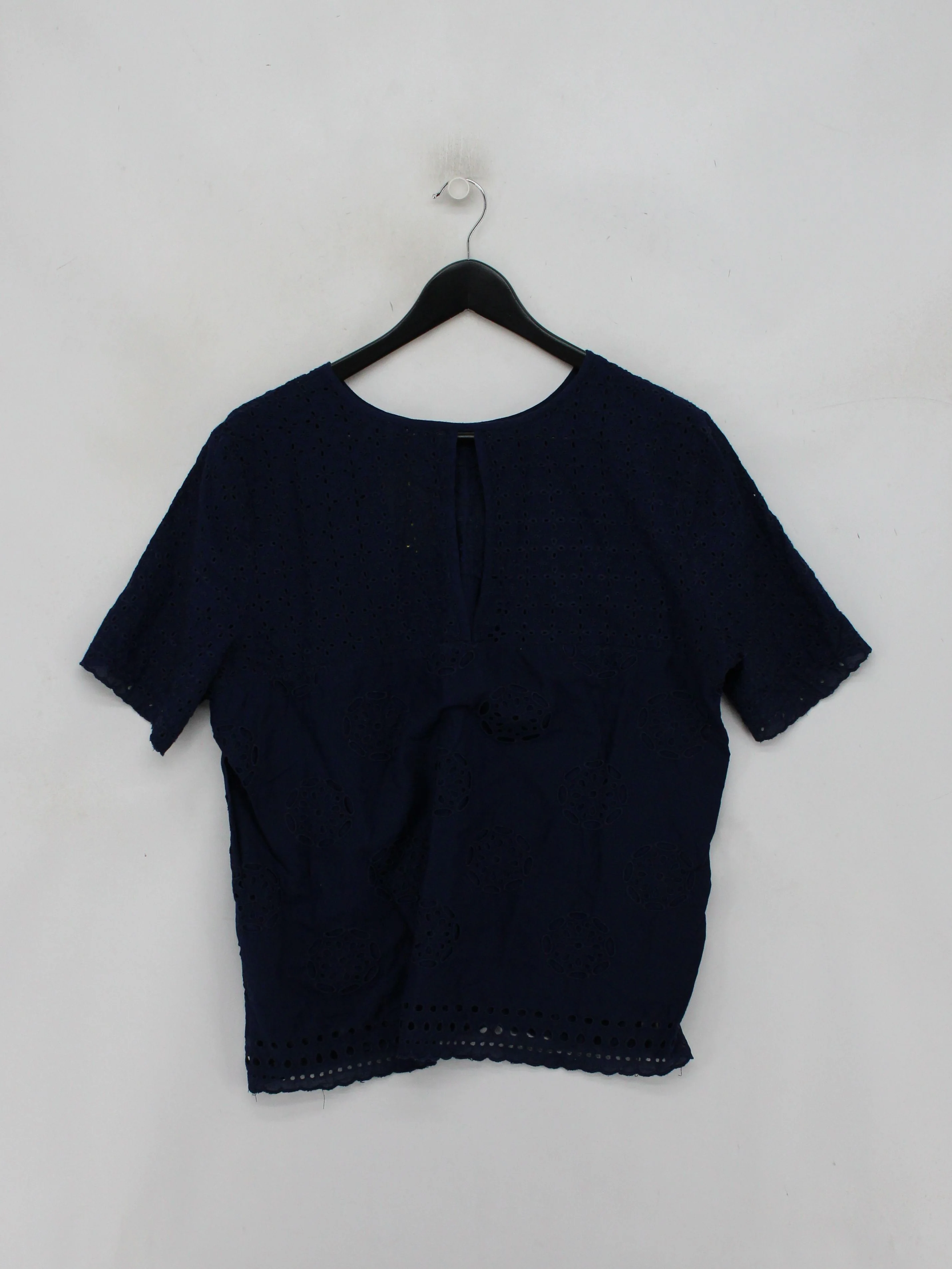 Whistles Women's Top L Blue 100% Cotton Short Sleeve Round Neck Basic - Image 2