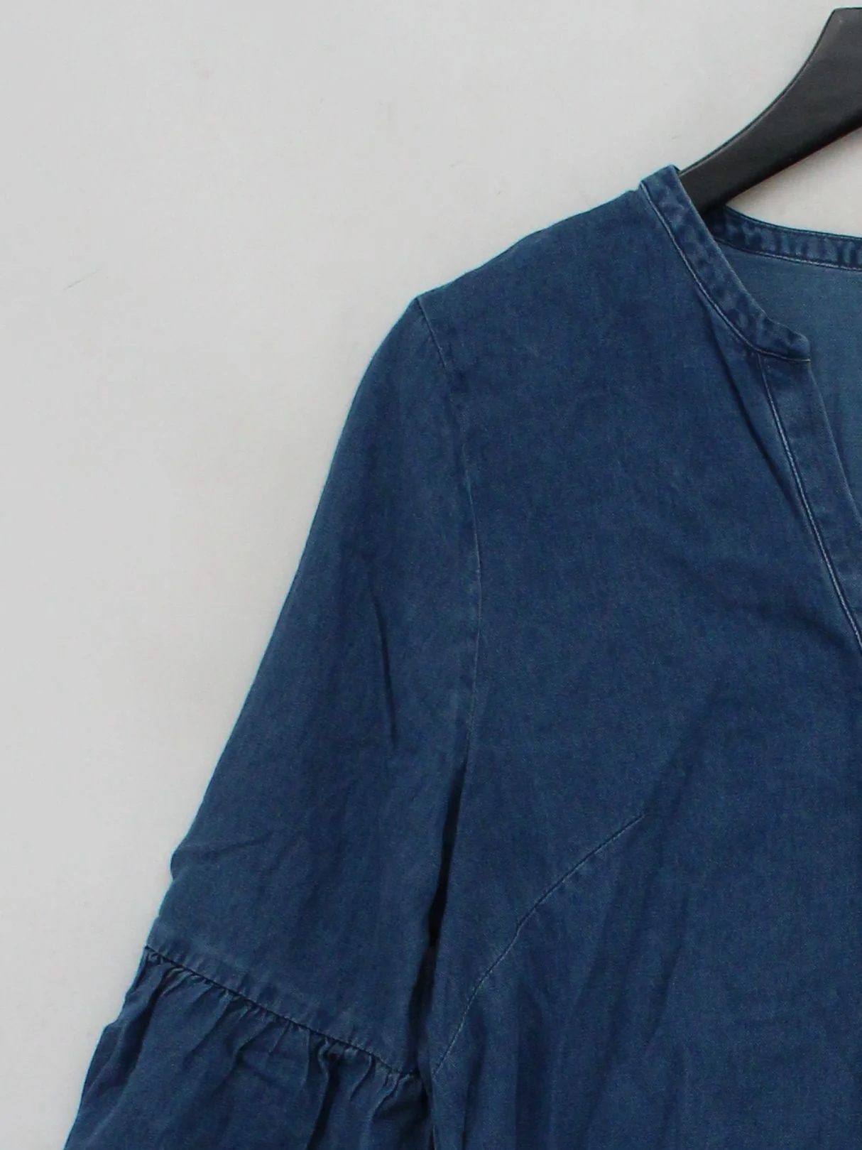Whistles Women's Top L Blue 100% Other 3/4 Sleeve V-Neck Tunic - Image 4