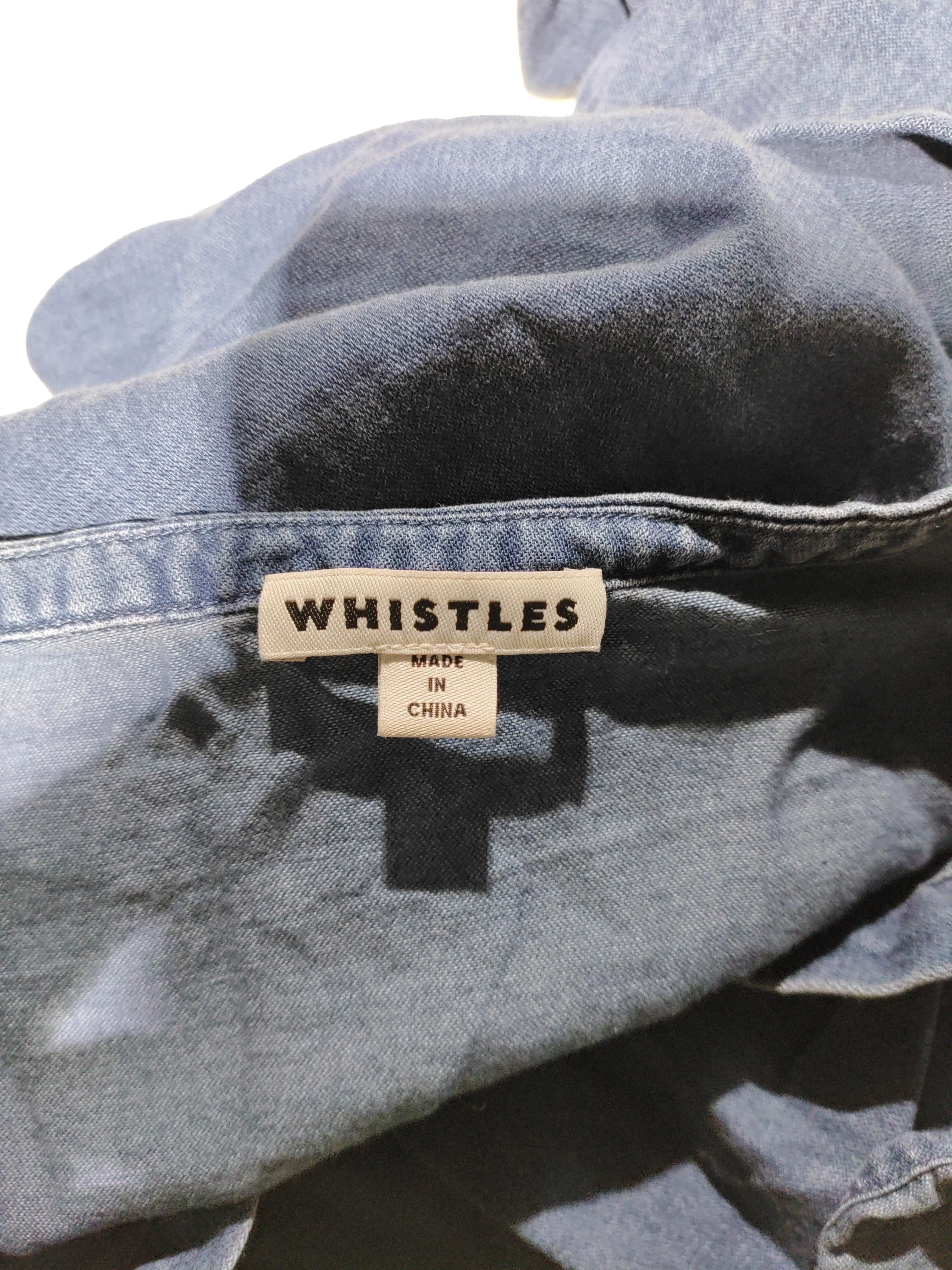 Whistles Women's Top L Blue 100% Other 3/4 Sleeve V-Neck Tunic - Image 5