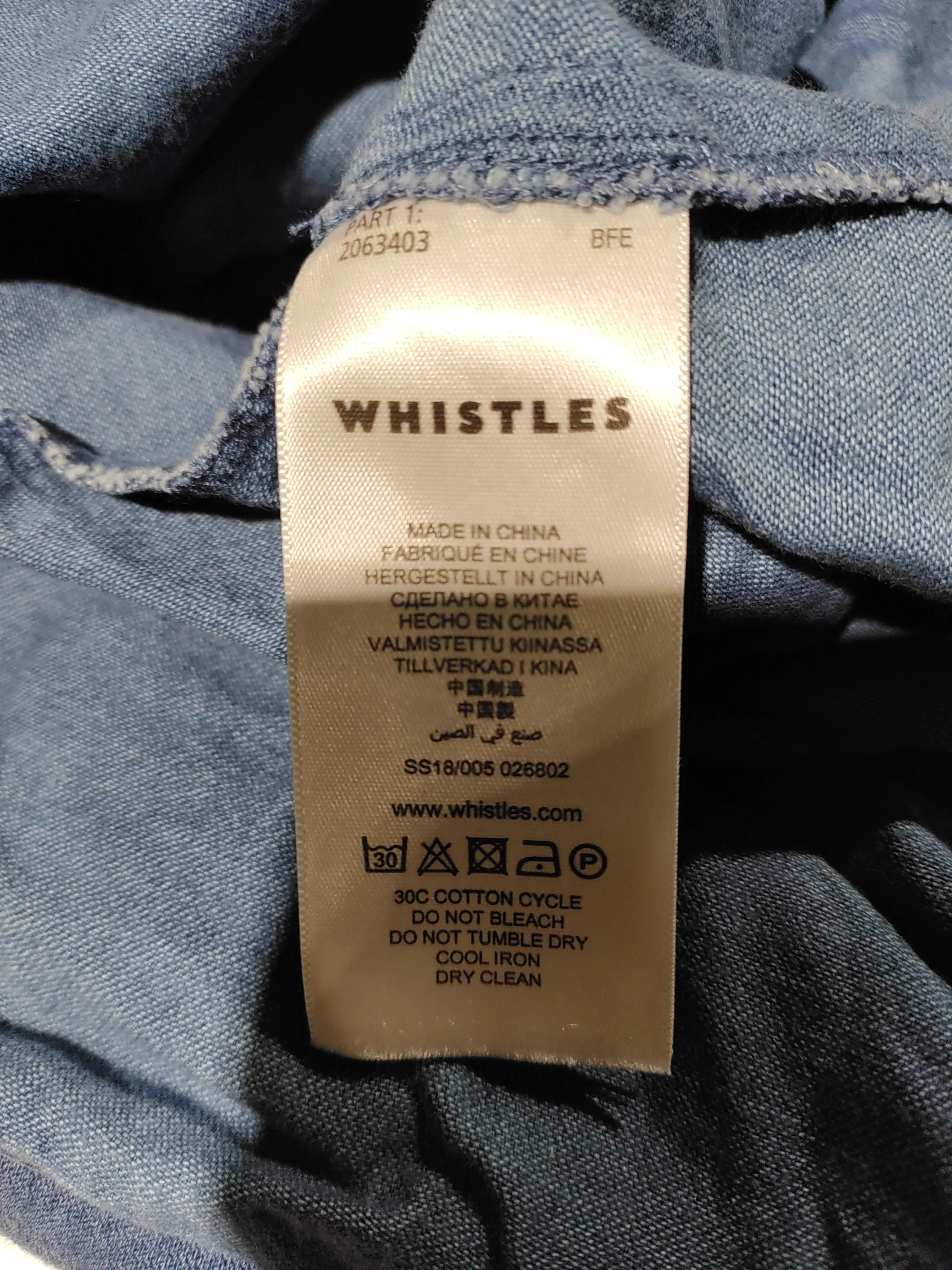 Whistles Women's Top L Blue 100% Other 3/4 Sleeve V-Neck Tunic - Image 6