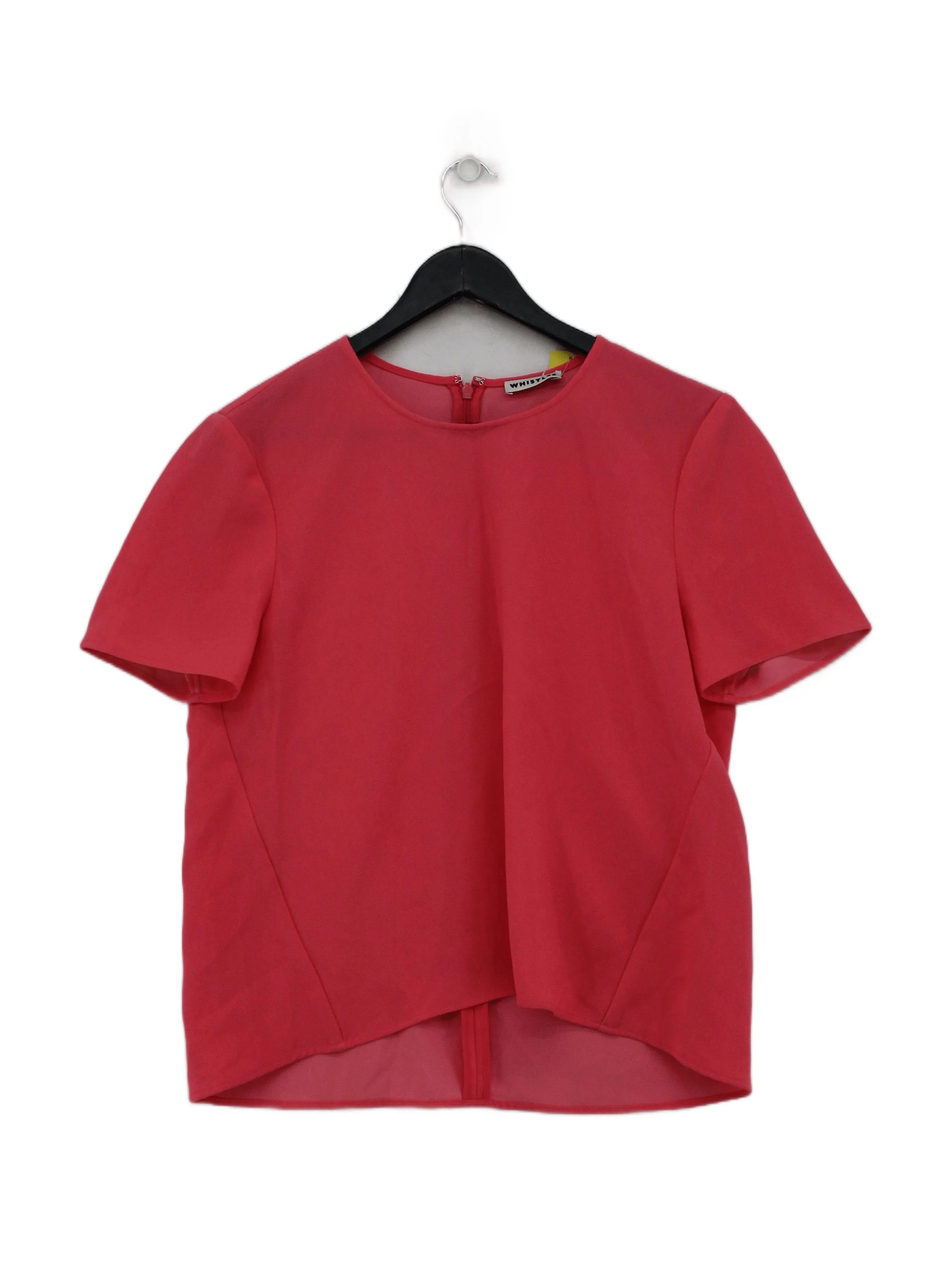 Whistles Women's Top L Pink 100% Polyester Short Sleeve Round Neck Basic