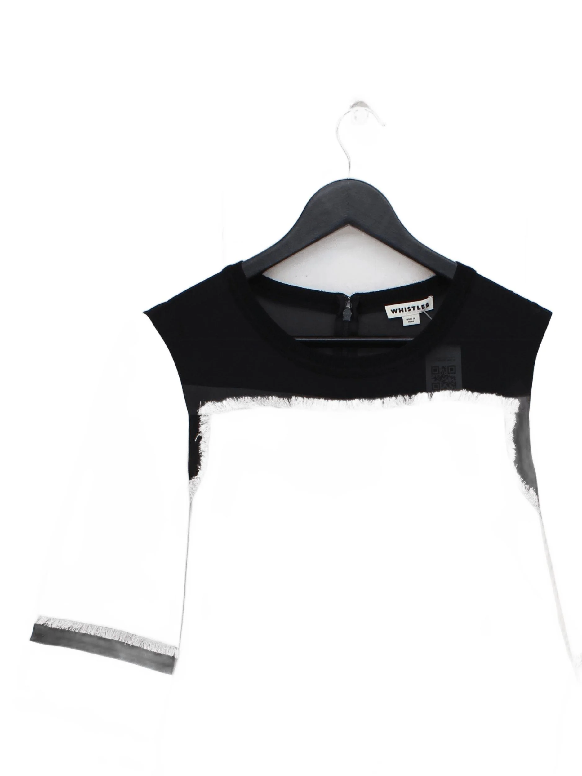 Whistles Women's Top M White Polyester with Elastane 3/4 Sleeve Round Neck Basic