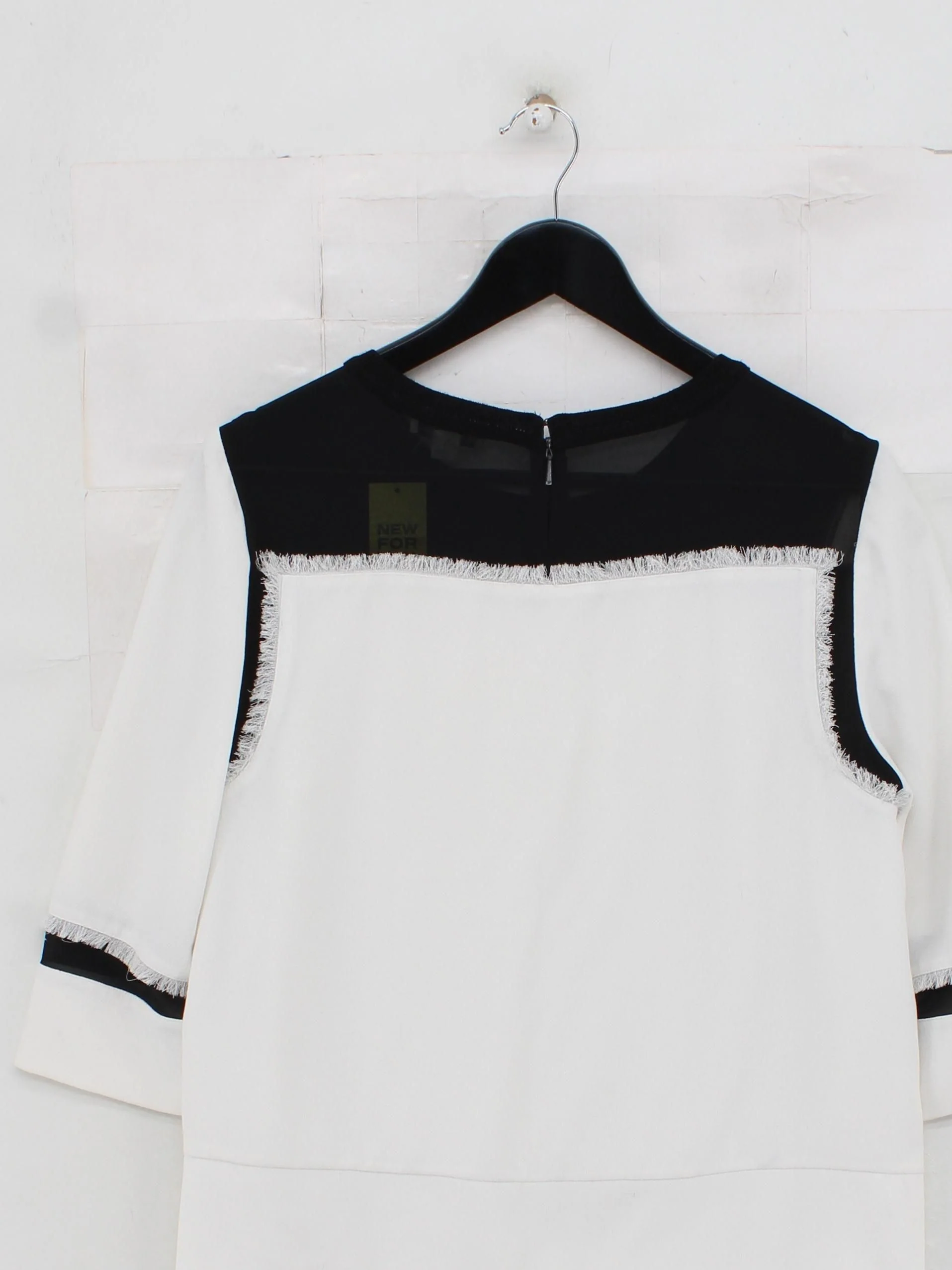 Whistles Women's Top M White Polyester with Elastane 3/4 Sleeve Round Neck Basic - Image 2