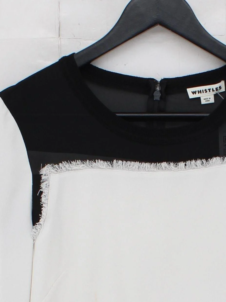 Whistles Women's Top M White Polyester with Elastane 3/4 Sleeve Round Neck Basic - Image 3