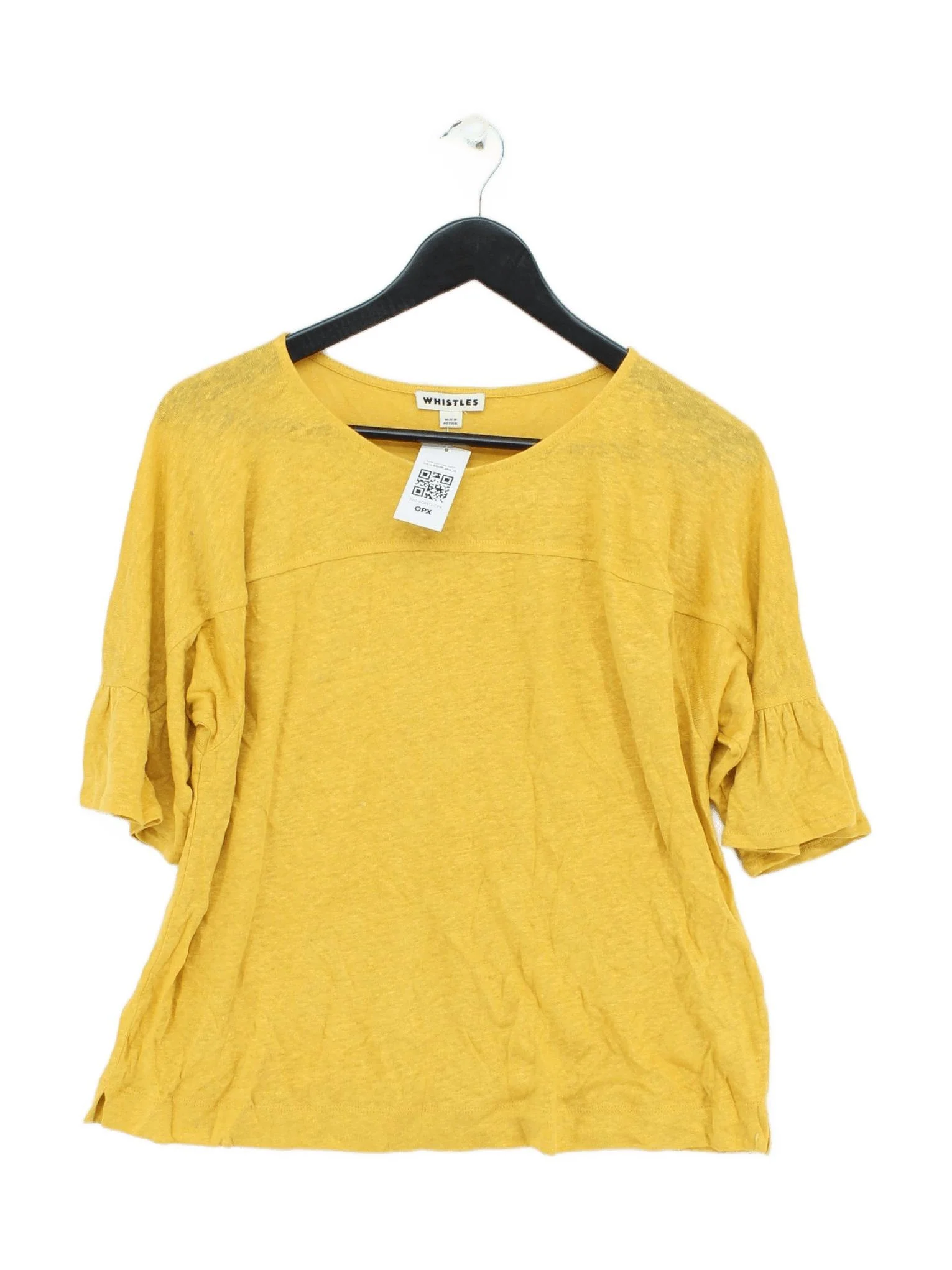 Whistles Women's Top M Yellow 100% Other 3/4 Sleeve Round Neck Basic