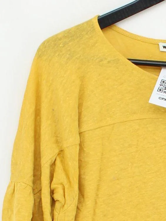 Whistles Women's Top M Yellow 100% Other 3/4 Sleeve Round Neck Basic - Image 4