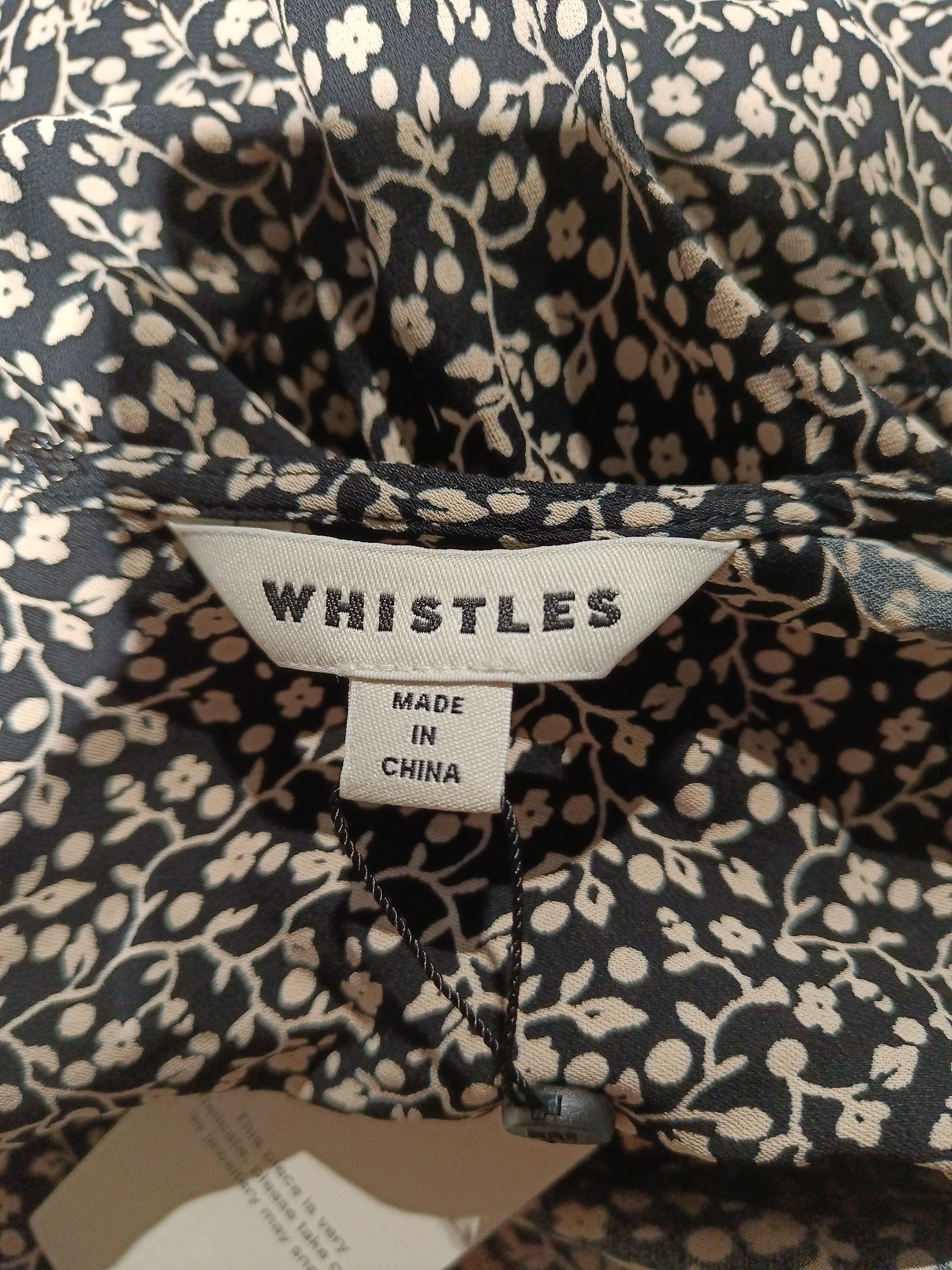 Whistles Women's Top S Black Floral 100% Viscose Long Sleeve Round Neck Basic - Image 5