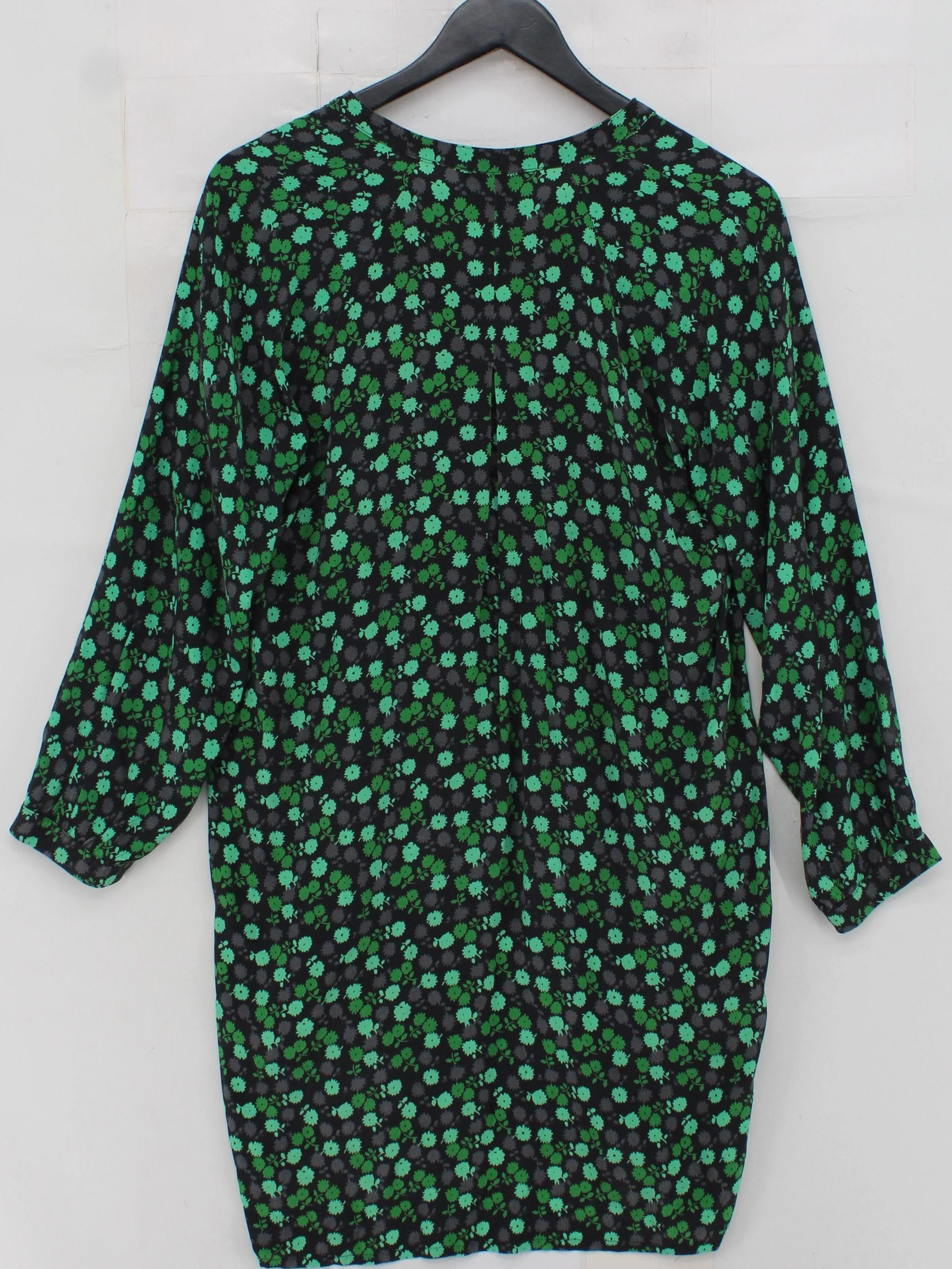 Whistles Women's Top S Black Floral Viscose with Other 3/4 Sleeve V-Neck Tunic - Image 2