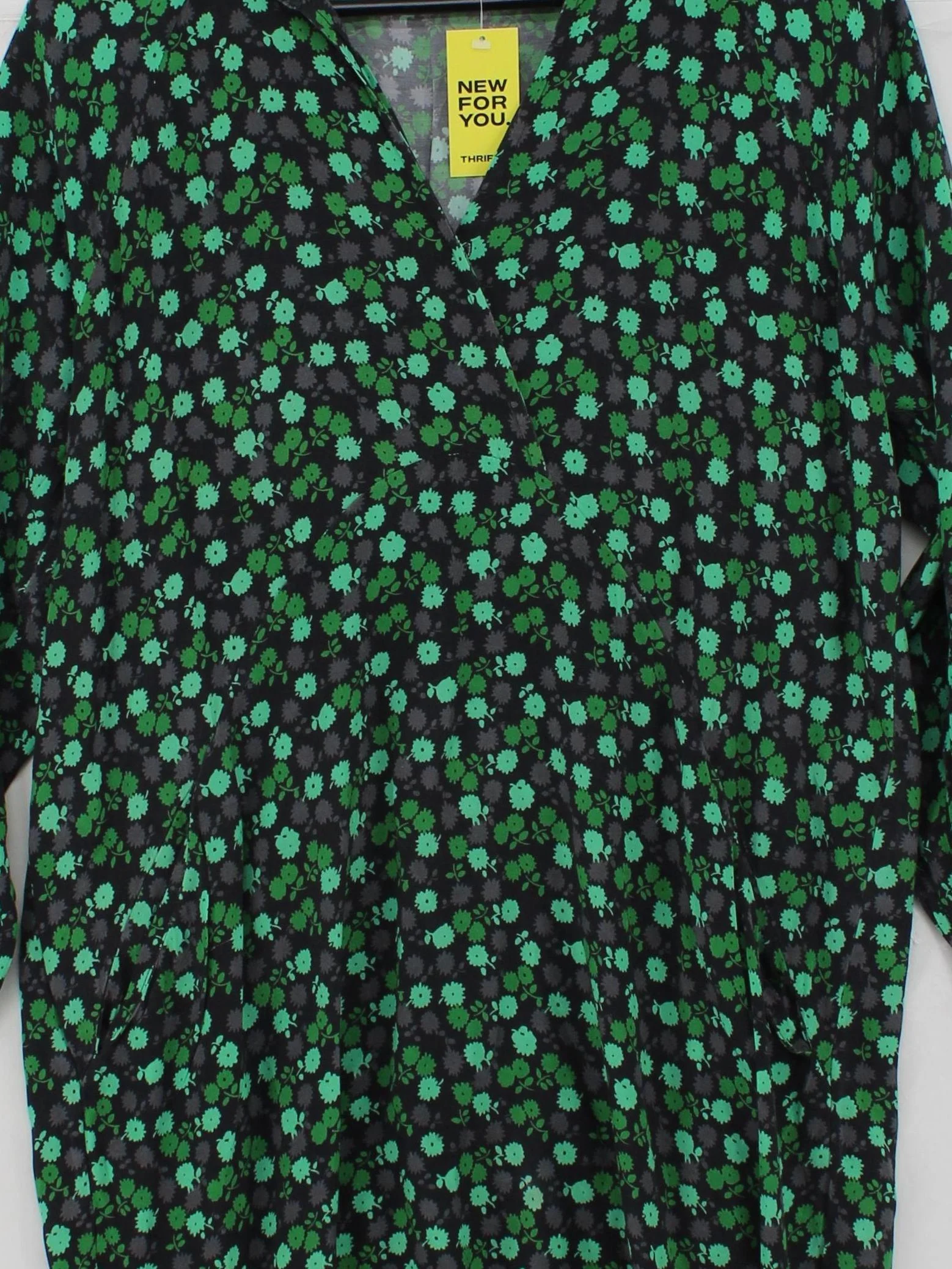 Whistles Women's Top S Black Floral Viscose with Other 3/4 Sleeve V-Neck Tunic - Image 3