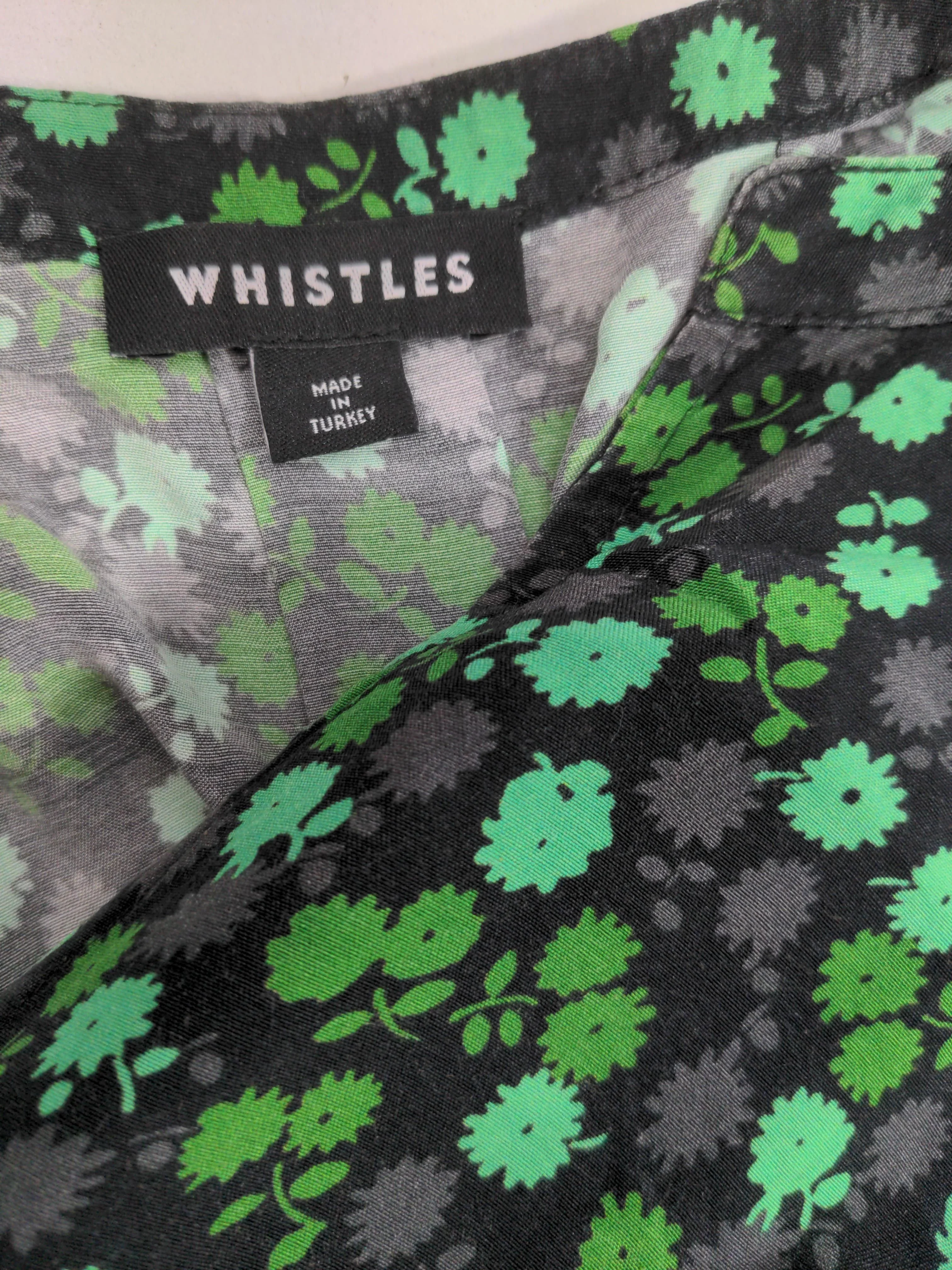 Whistles Women's Top S Black Floral Viscose with Other 3/4 Sleeve V-Neck Tunic - Image 5