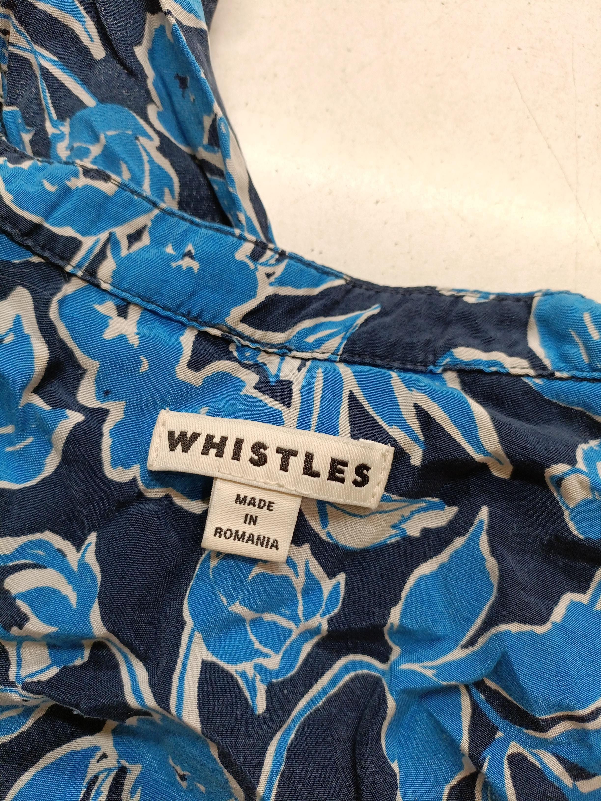 Whistles Women's Top S Blue Floral 100% Other Short Sleeve V-Neck Basic - Image 5