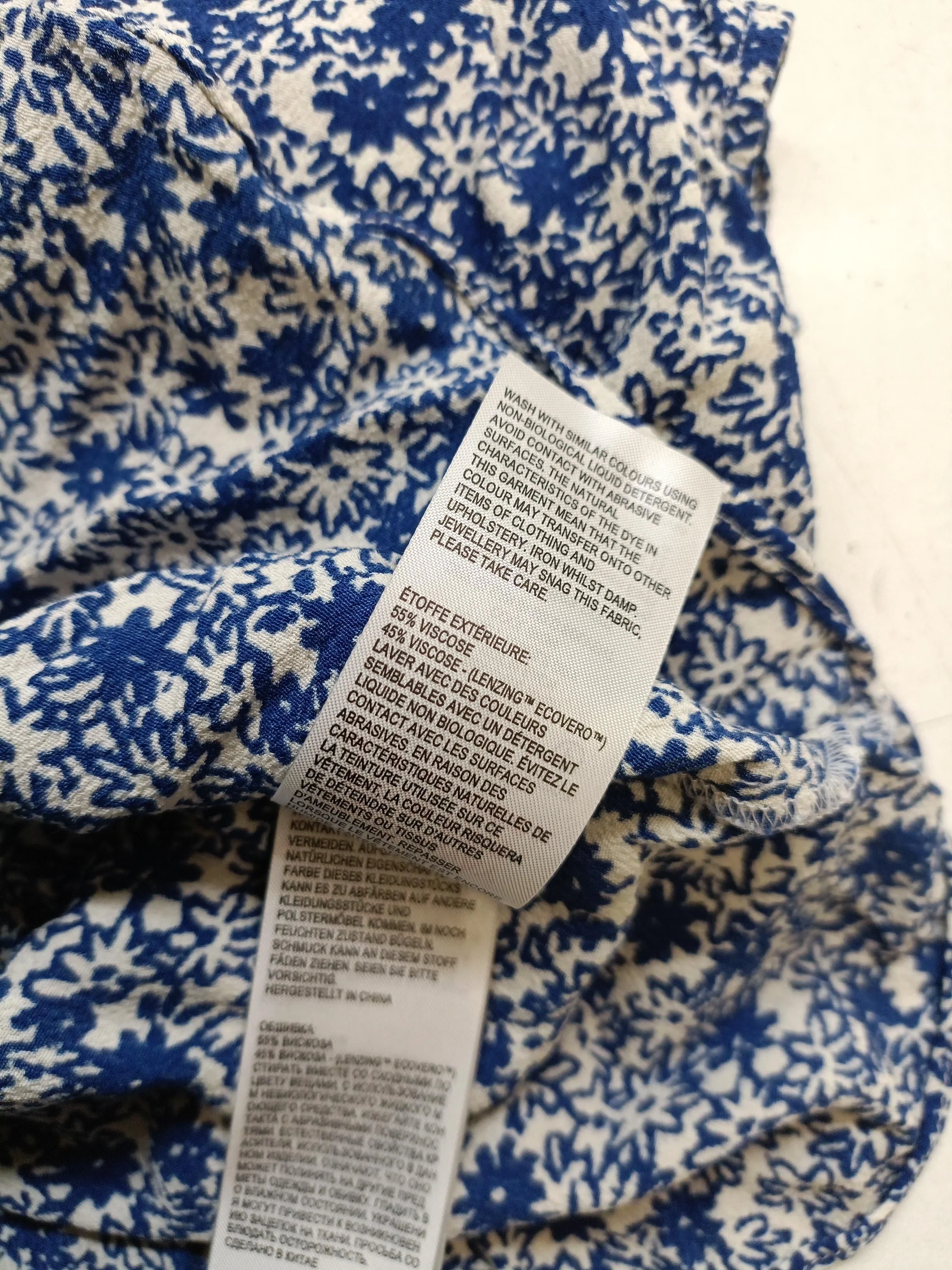 Whistles Women's Top S Blue Floral 100% Other Sleeveless Roll Neck Jersey - Image 6