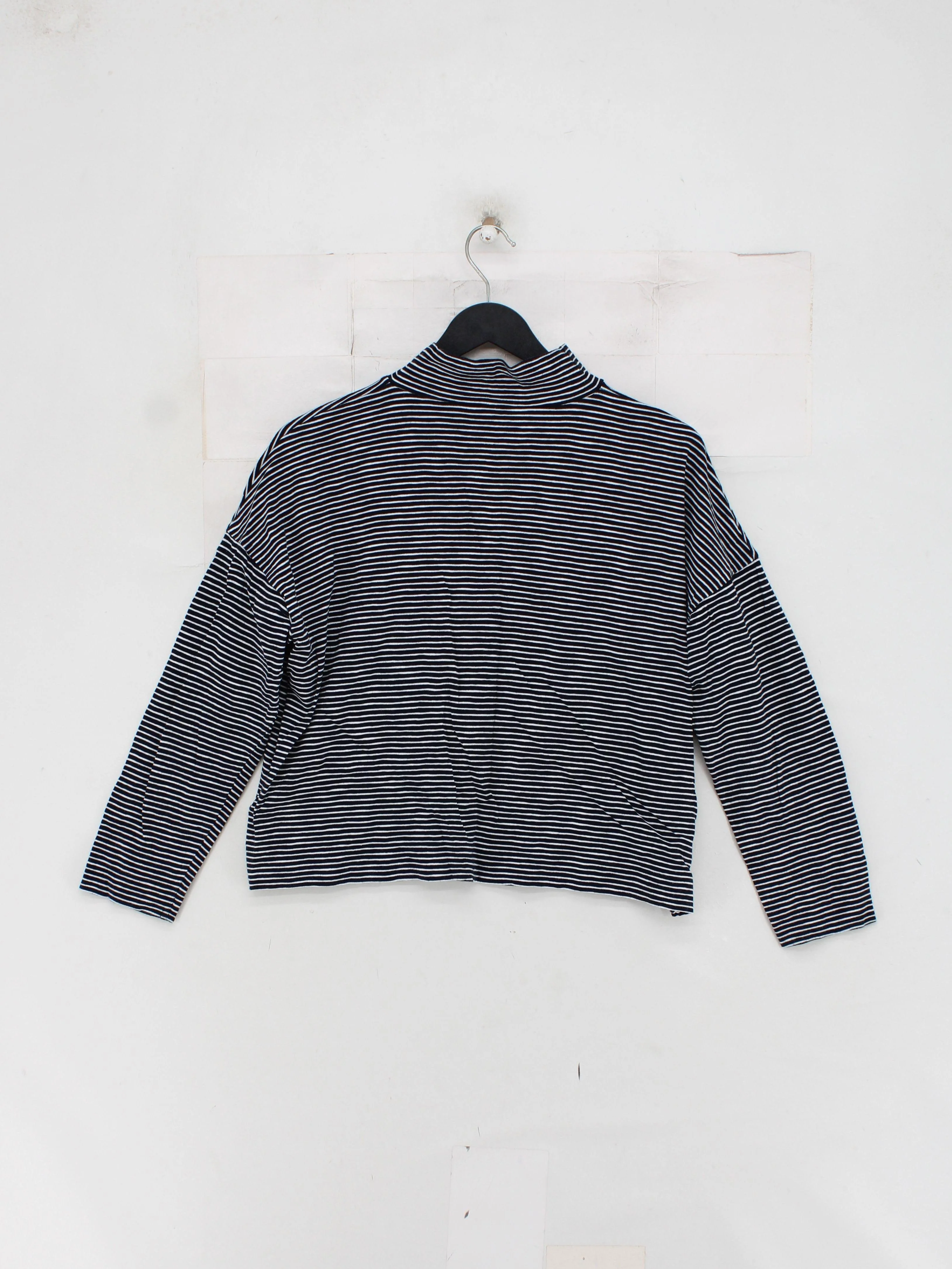Whistles Women's Top S Multi Striped 100% Cotton Long Sleeve Mock Neck Basic - Image 2