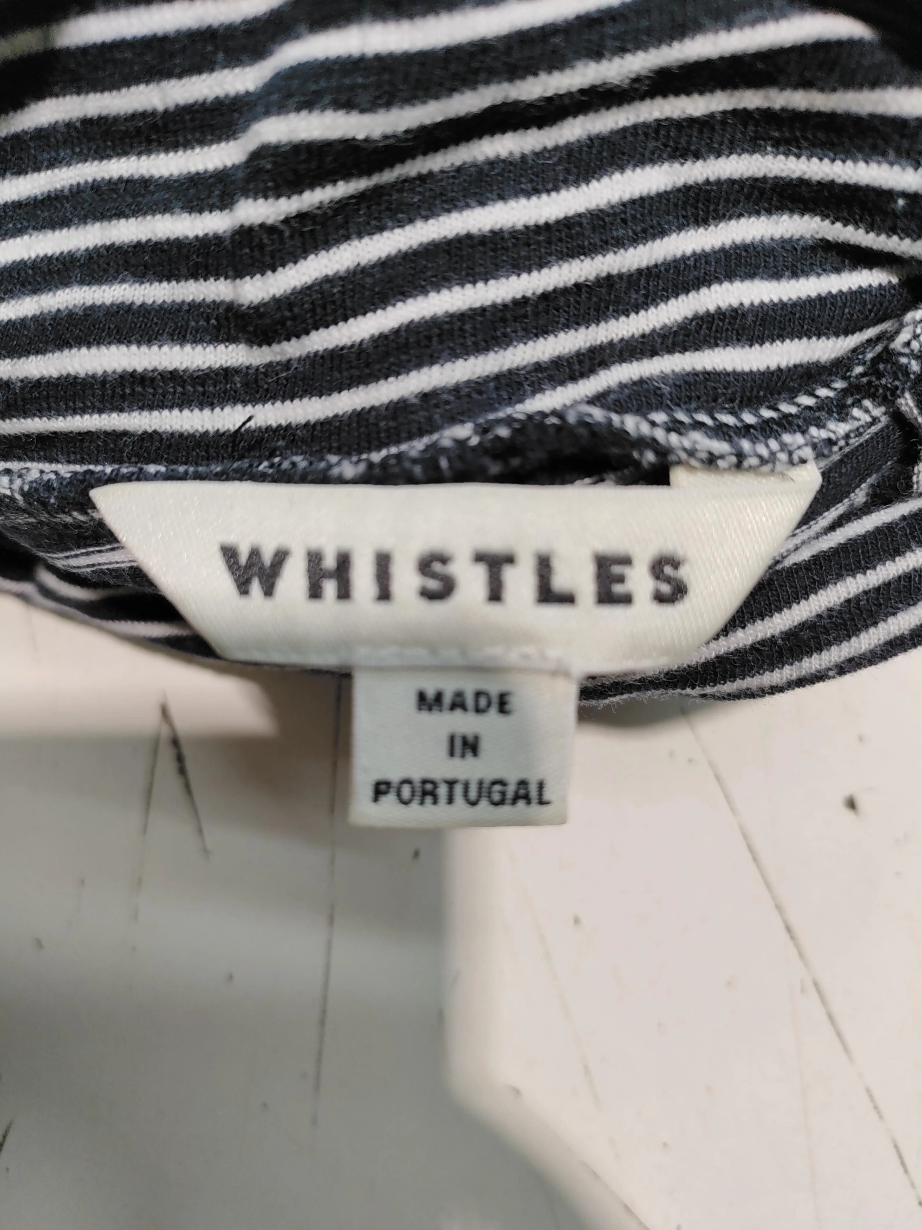 Whistles Women's Top S Multi Striped 100% Cotton Long Sleeve Mock Neck Basic - Image 5