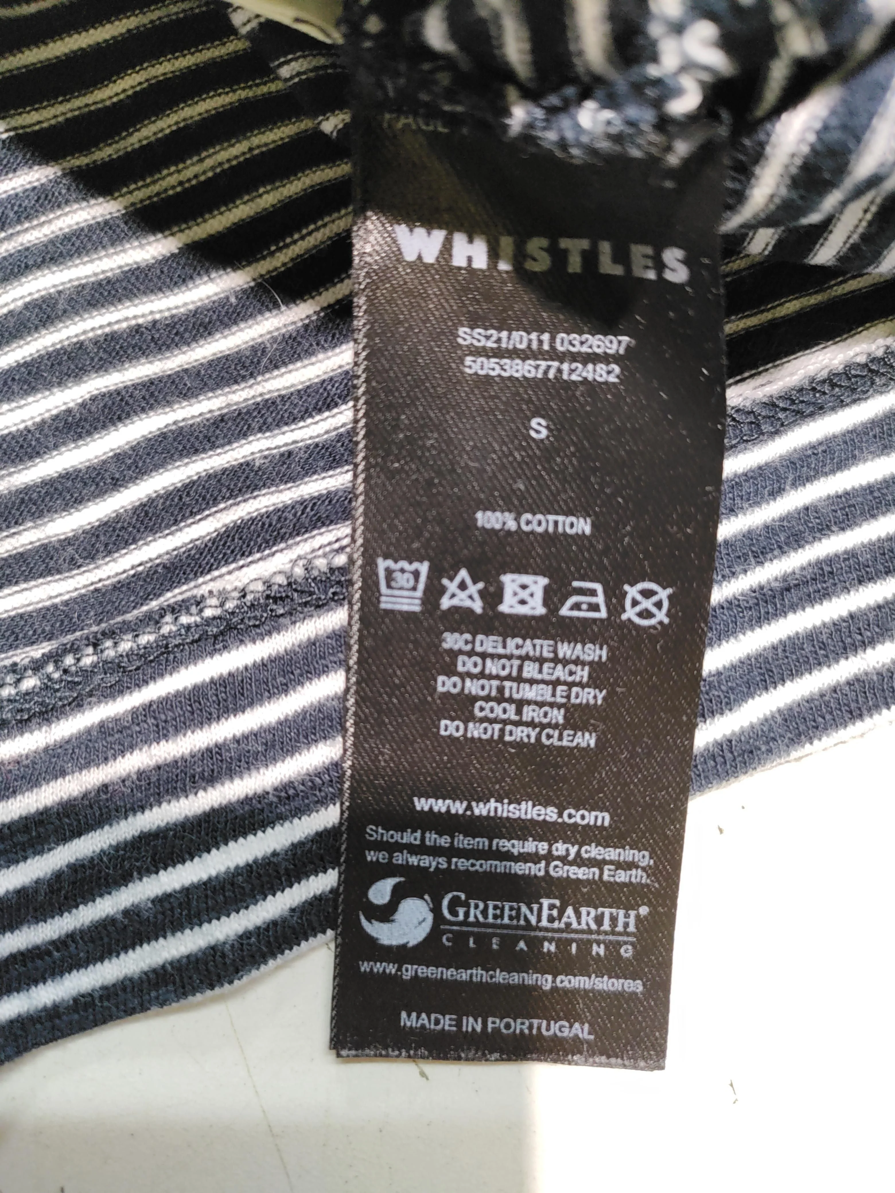 Whistles Women's Top S Multi Striped 100% Cotton Long Sleeve Mock Neck Basic - Image 6