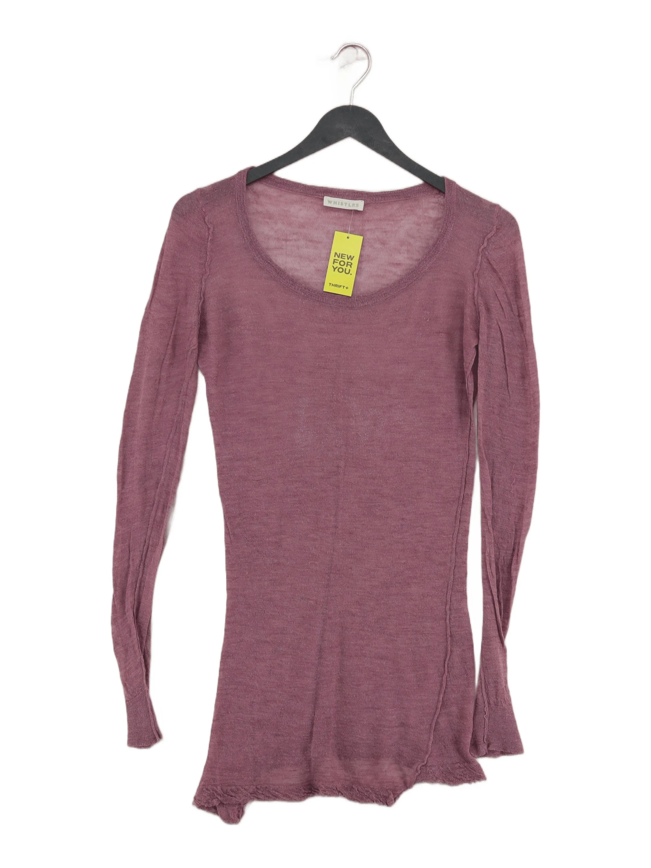 Whistles Women's Top S Purple 100% Other Long Sleeve Round Neck Basic