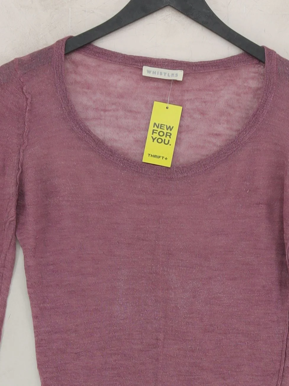 Whistles Women's Top S Purple 100% Other Long Sleeve Round Neck Basic - Image 3