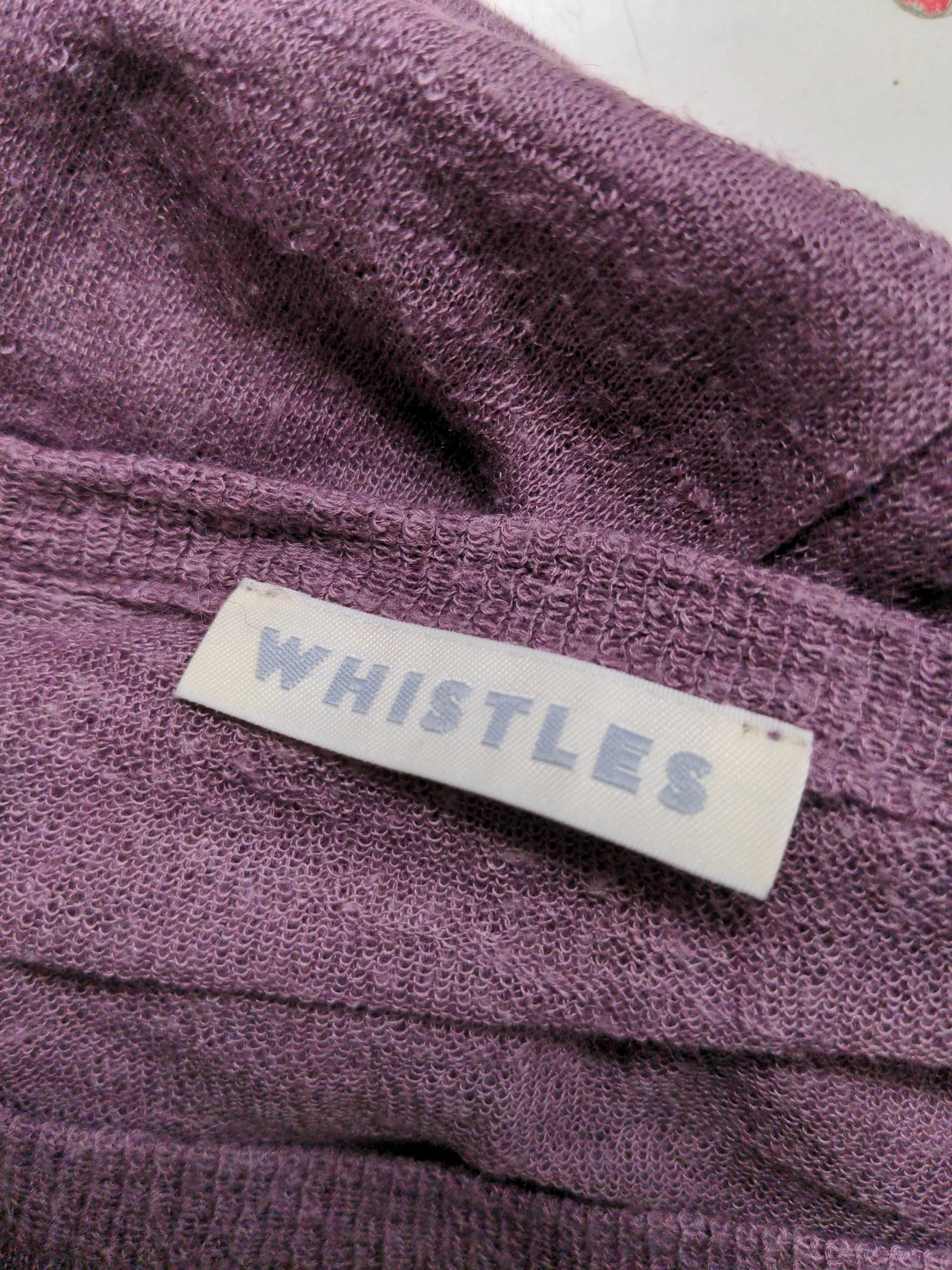 Whistles Women's Top S Purple 100% Other Long Sleeve Round Neck Basic - Image 6