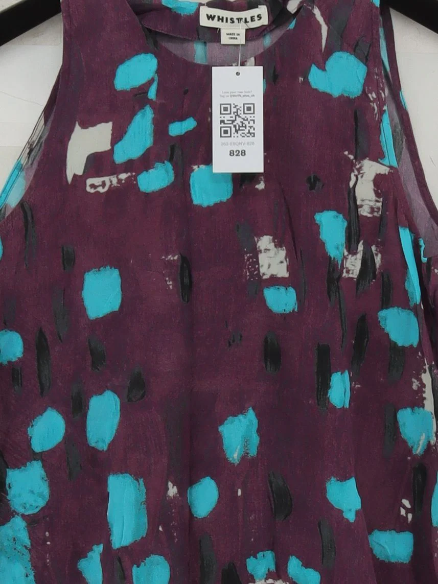 Whistles Women's Top S Purple 100% Other Sleeveless Round Neck Basic - Image 3