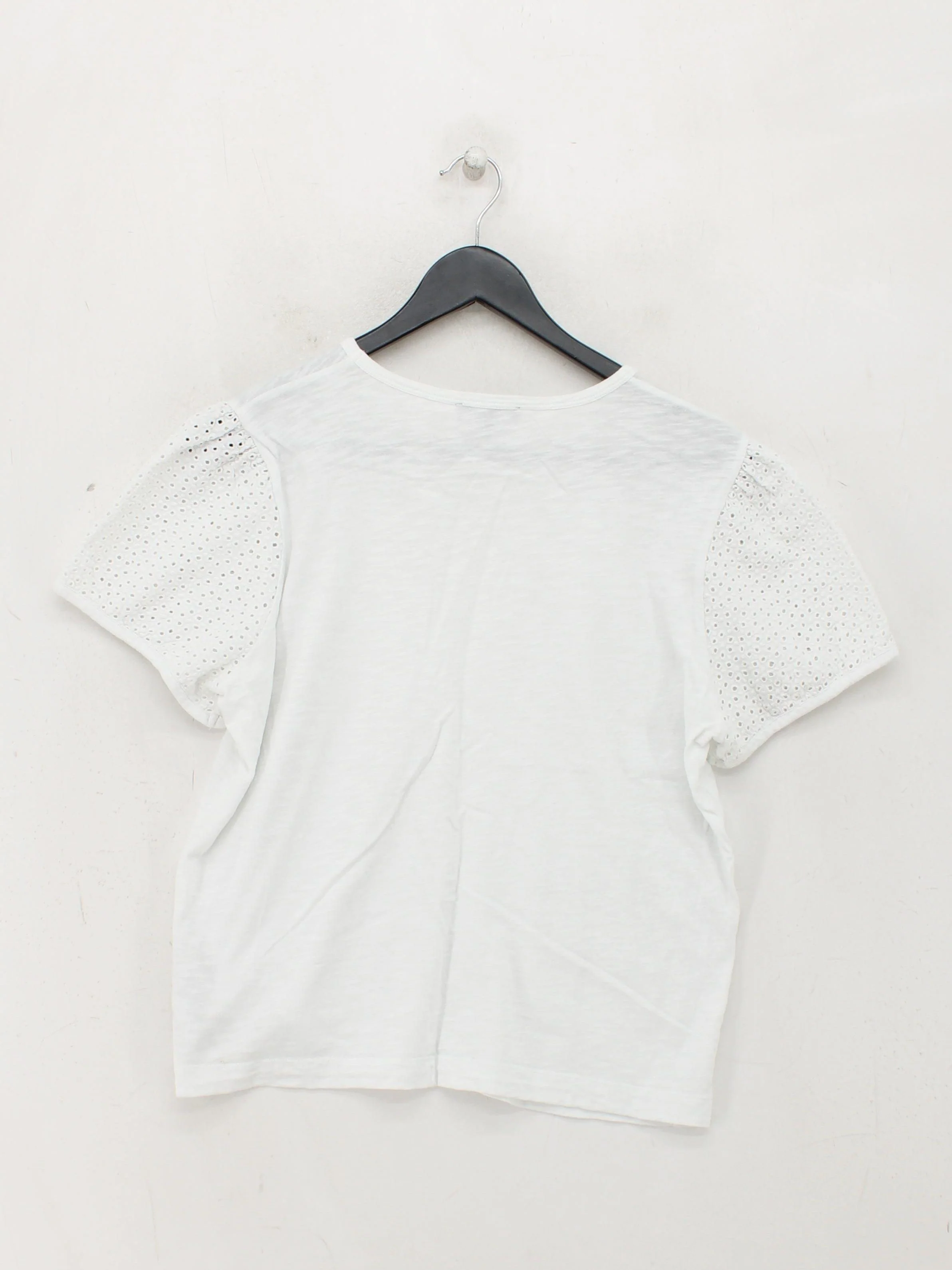 Whistles Women's Top S White 100% Cotton Short Sleeve Round Neck Basic - Image 2