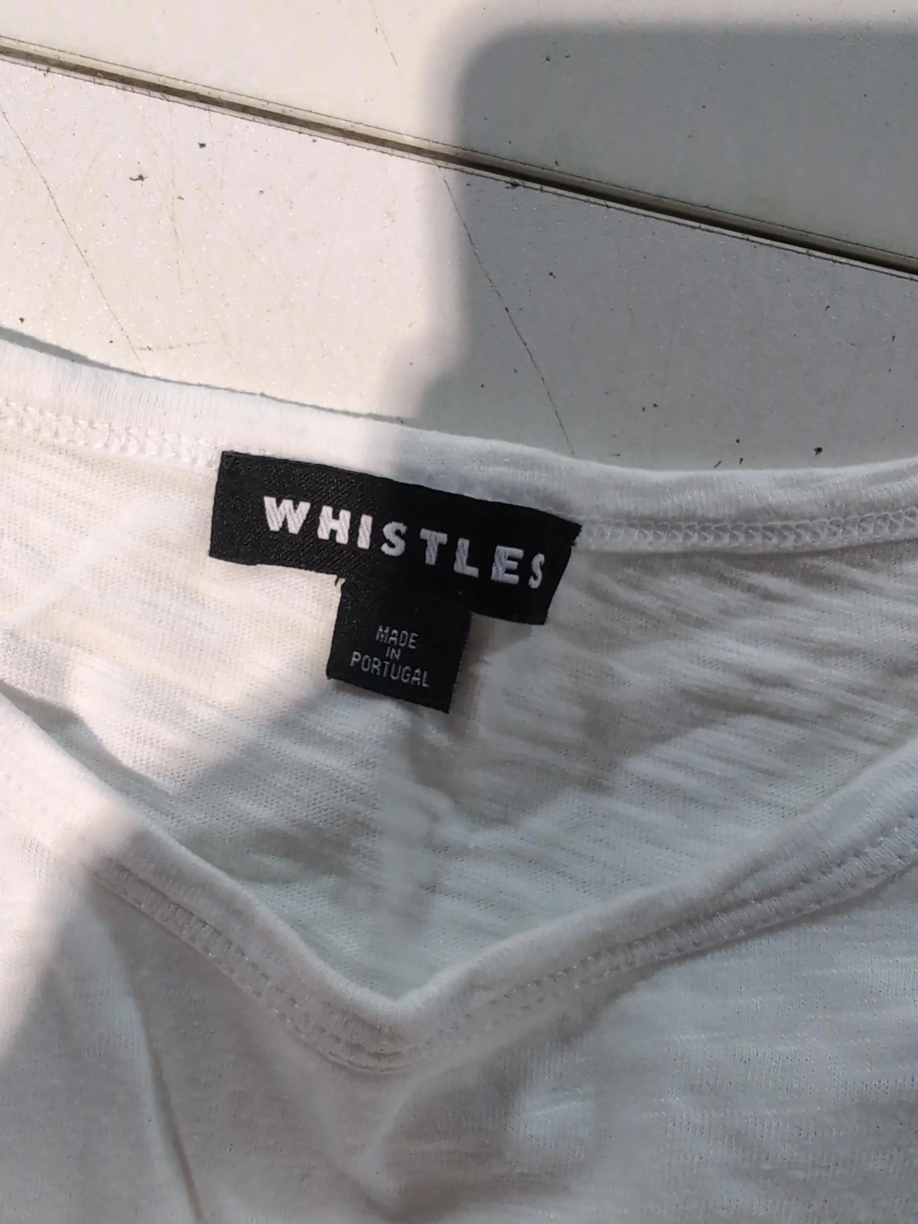 Whistles Women's Top S White 100% Cotton Short Sleeve Round Neck Basic - Image 5