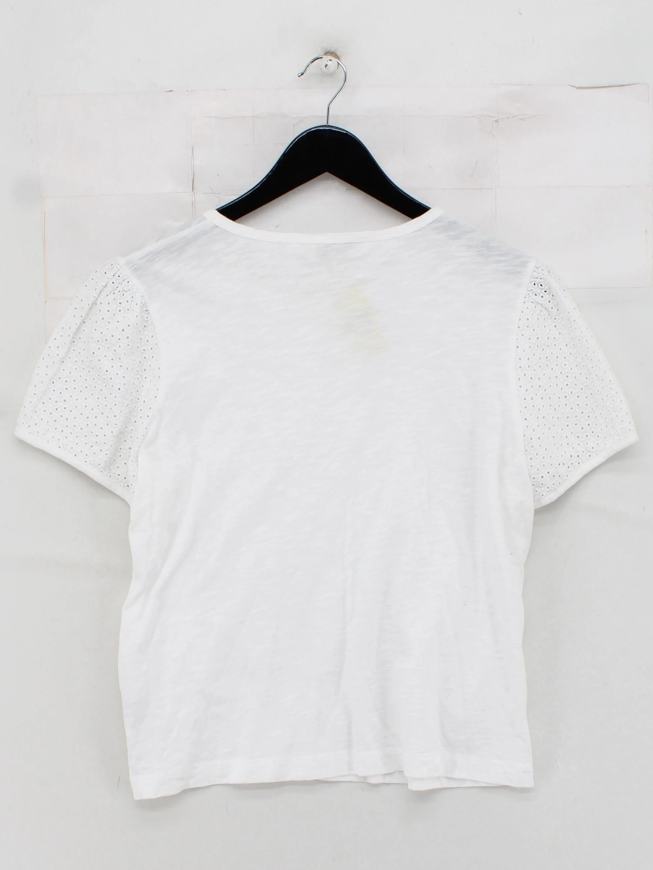 Whistles Women's Top S White 100% Cotton Short Sleeve Round Neck Basic - Image 2