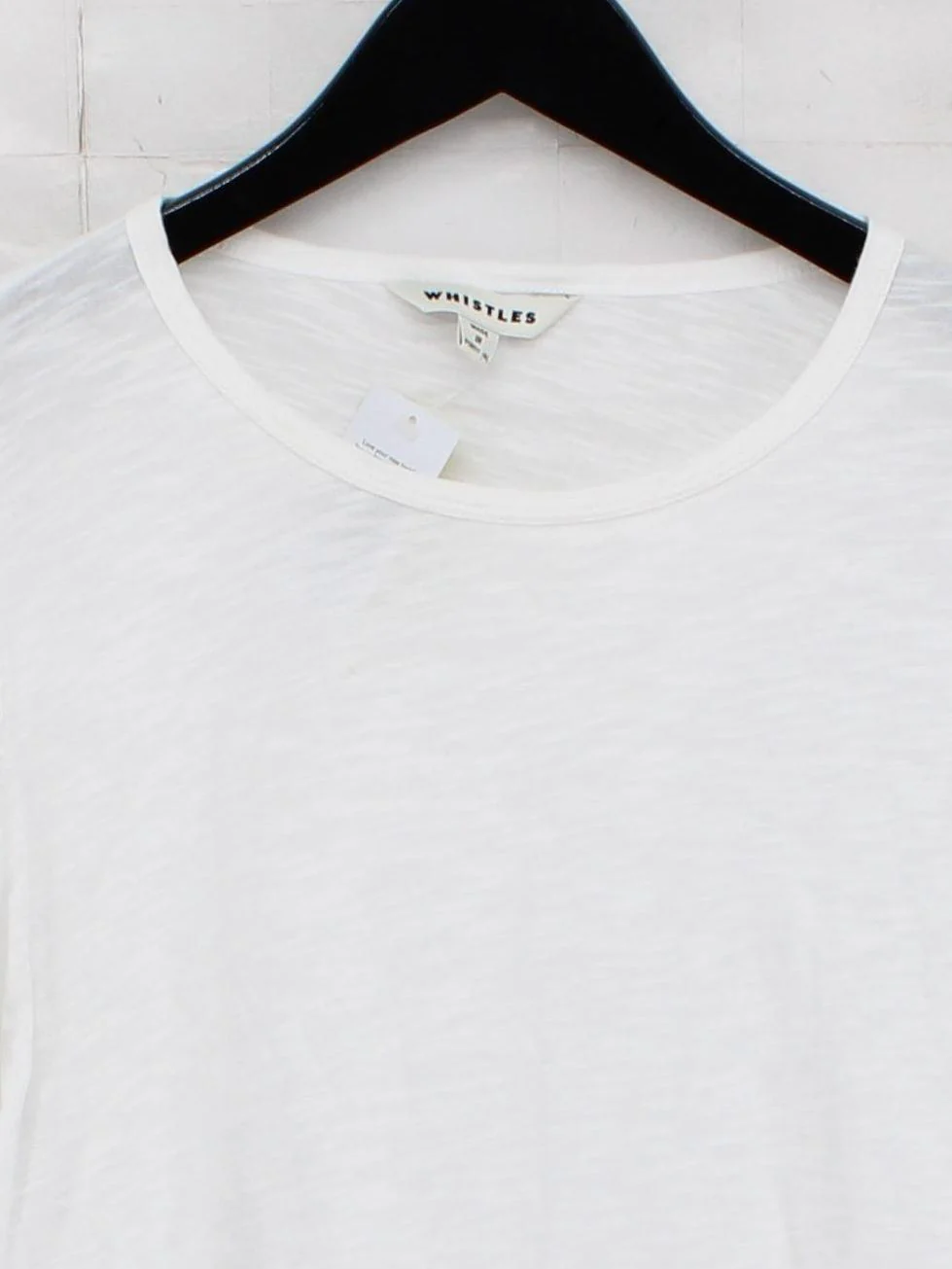 Whistles Women's Top S White 100% Cotton Short Sleeve Round Neck Basic - Image 3