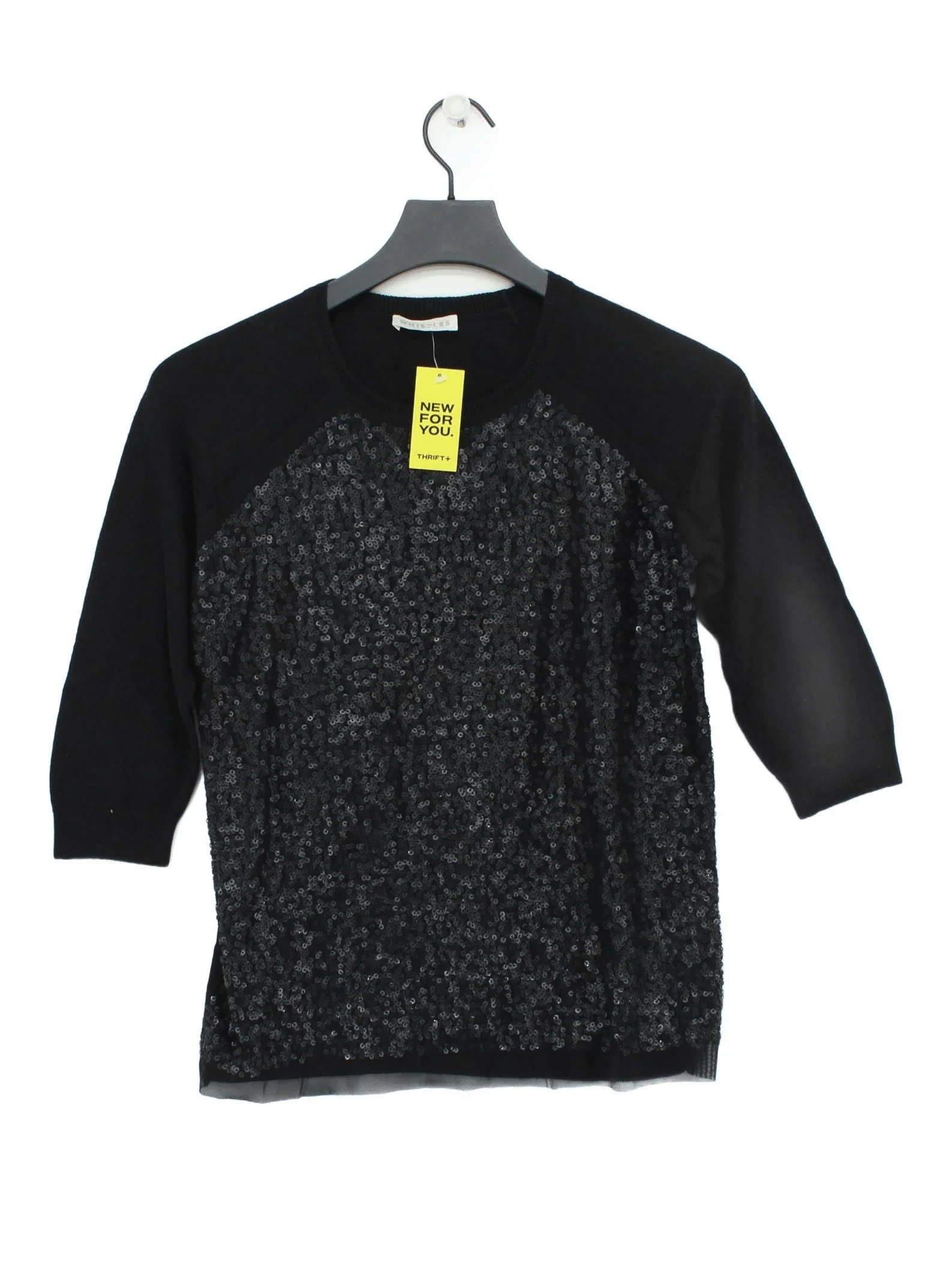 Whistles Women's Top UK 10 Black Nylon with Cotton, Cashmere Basic