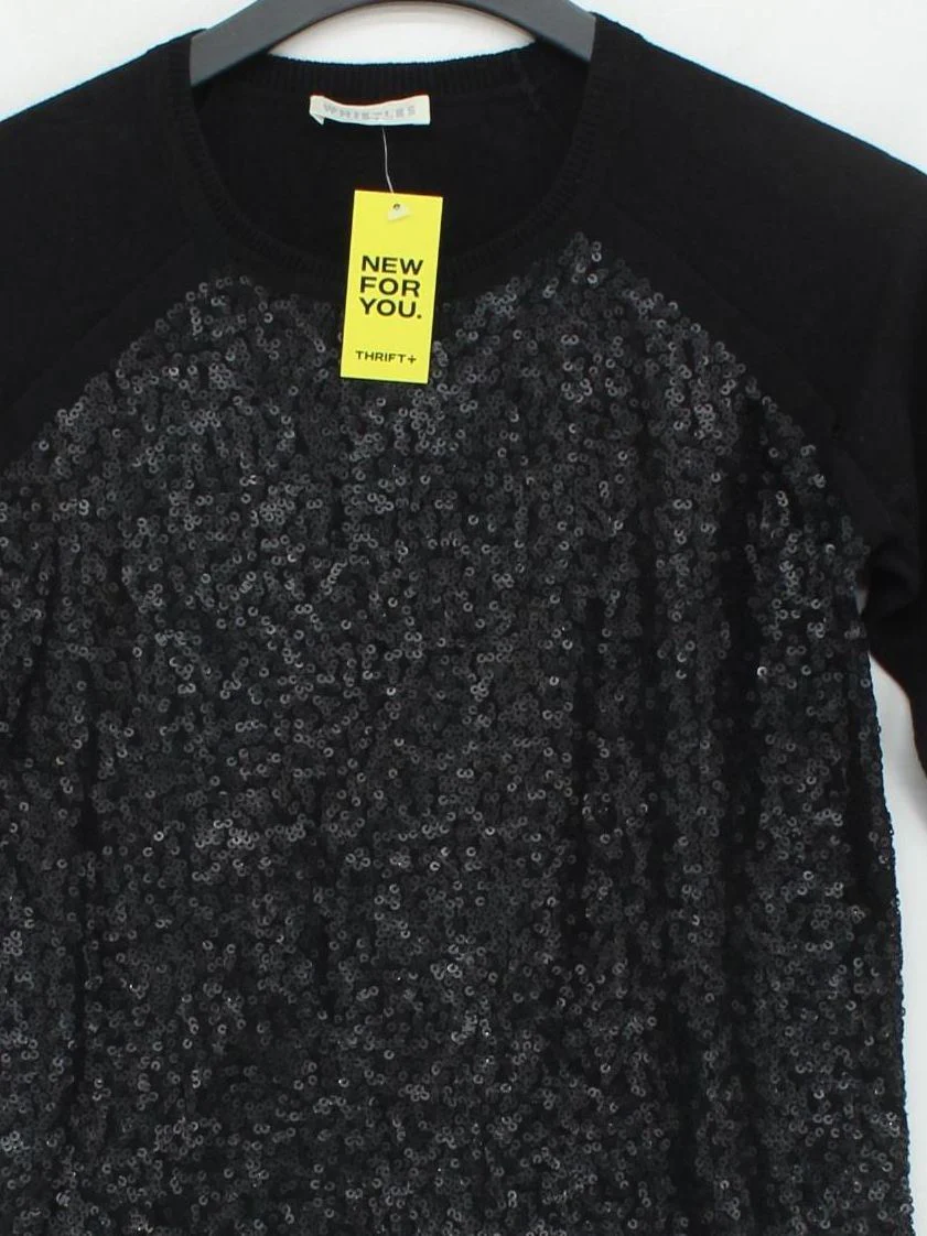 Whistles Women's Top UK 10 Black Nylon with Cotton, Cashmere Basic - Image 3