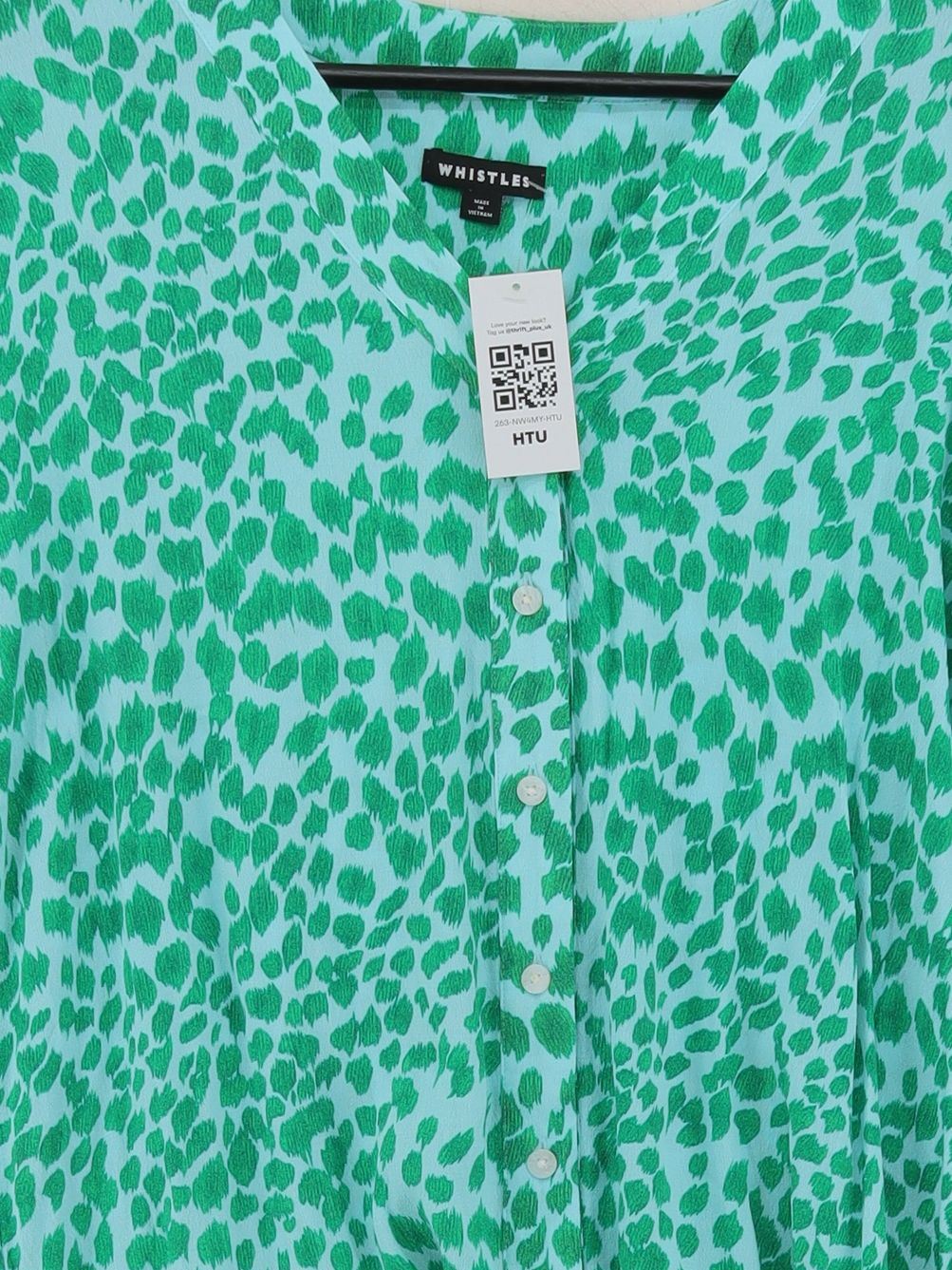 Whistles Women's Top UK 10 Green Viscose with Lyocell Modal Basic - Image 3