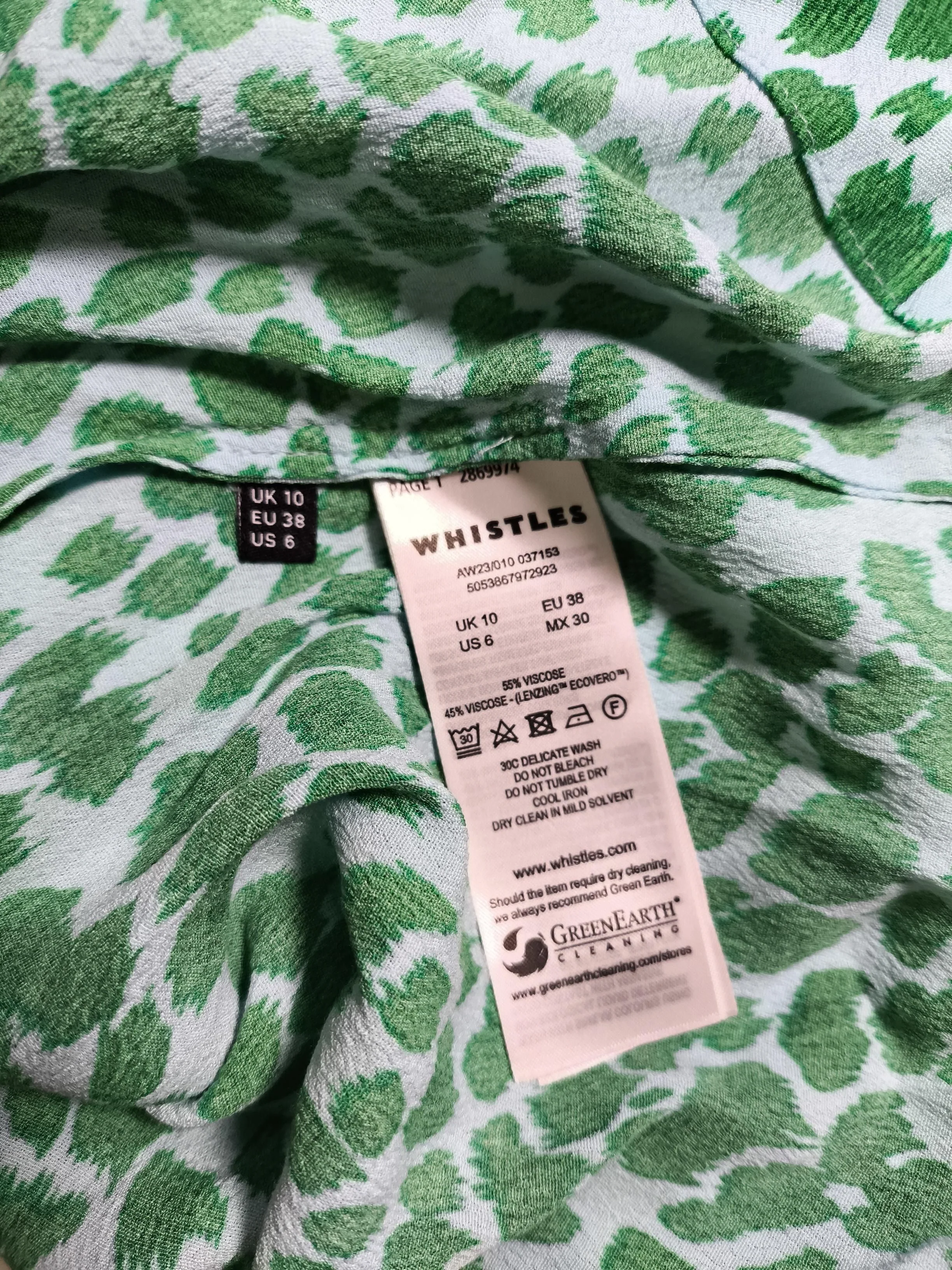Whistles Women's Top UK 10 Green Viscose with Lyocell Modal Basic - Image 6
