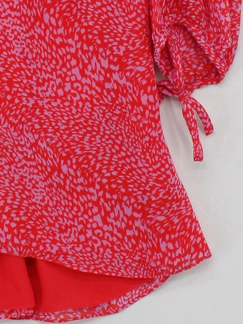 Whistles Women's Top UK 10 Red Viscose with Polyester Basic - Image 4