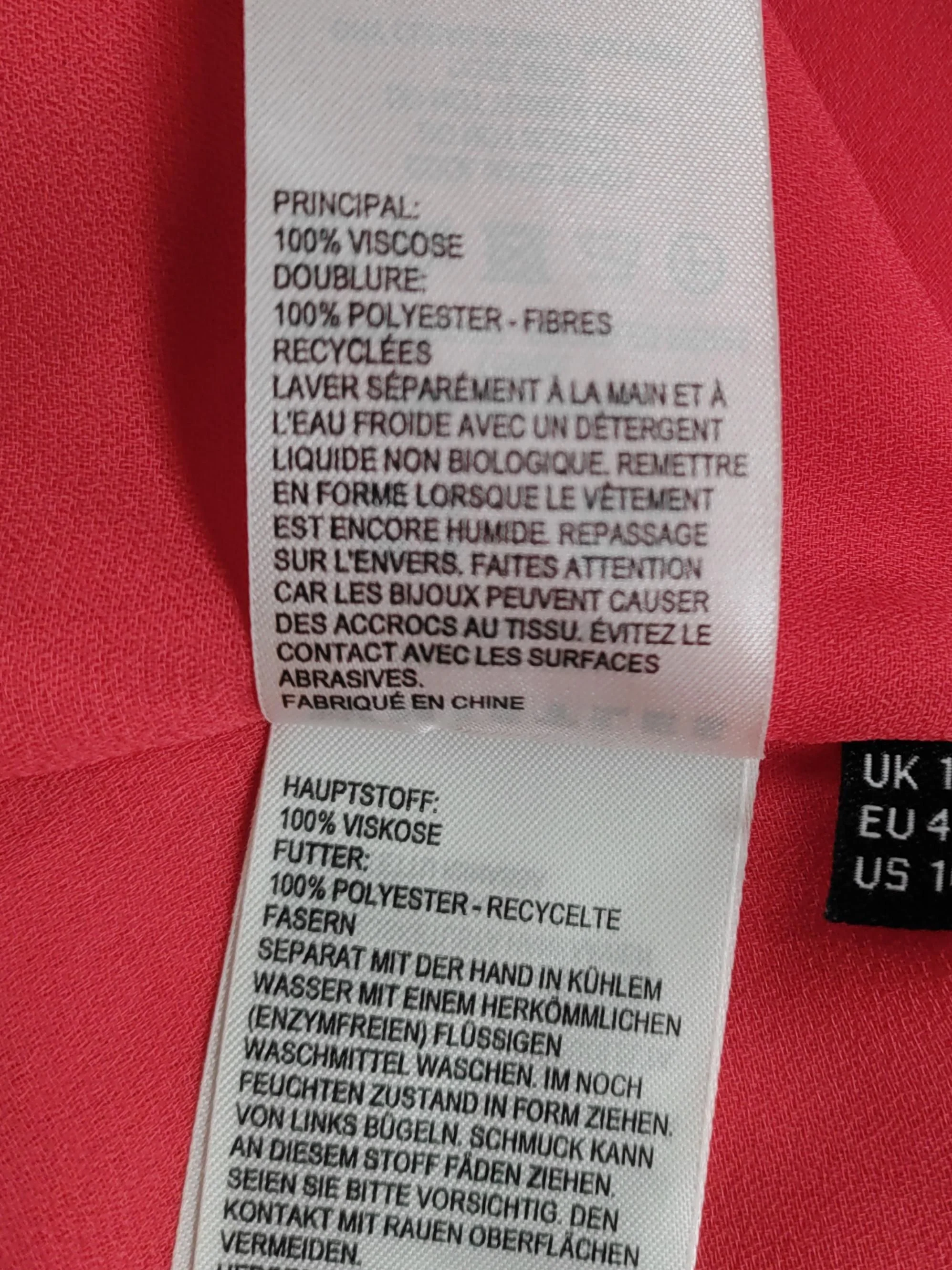 Whistles Women's Top UK 10 Red Viscose with Polyester Basic - Image 6